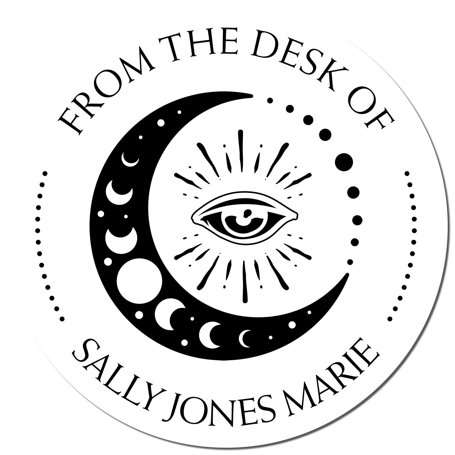 Wood Handle Alluring Luna Personalized Bookplate Stamp