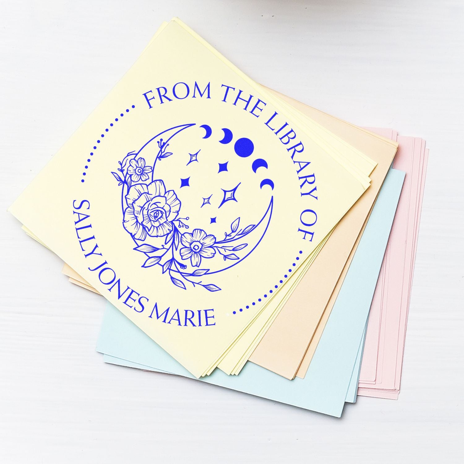 Wood Handle Sublime Celestial Personalized Bookplate Stamper
