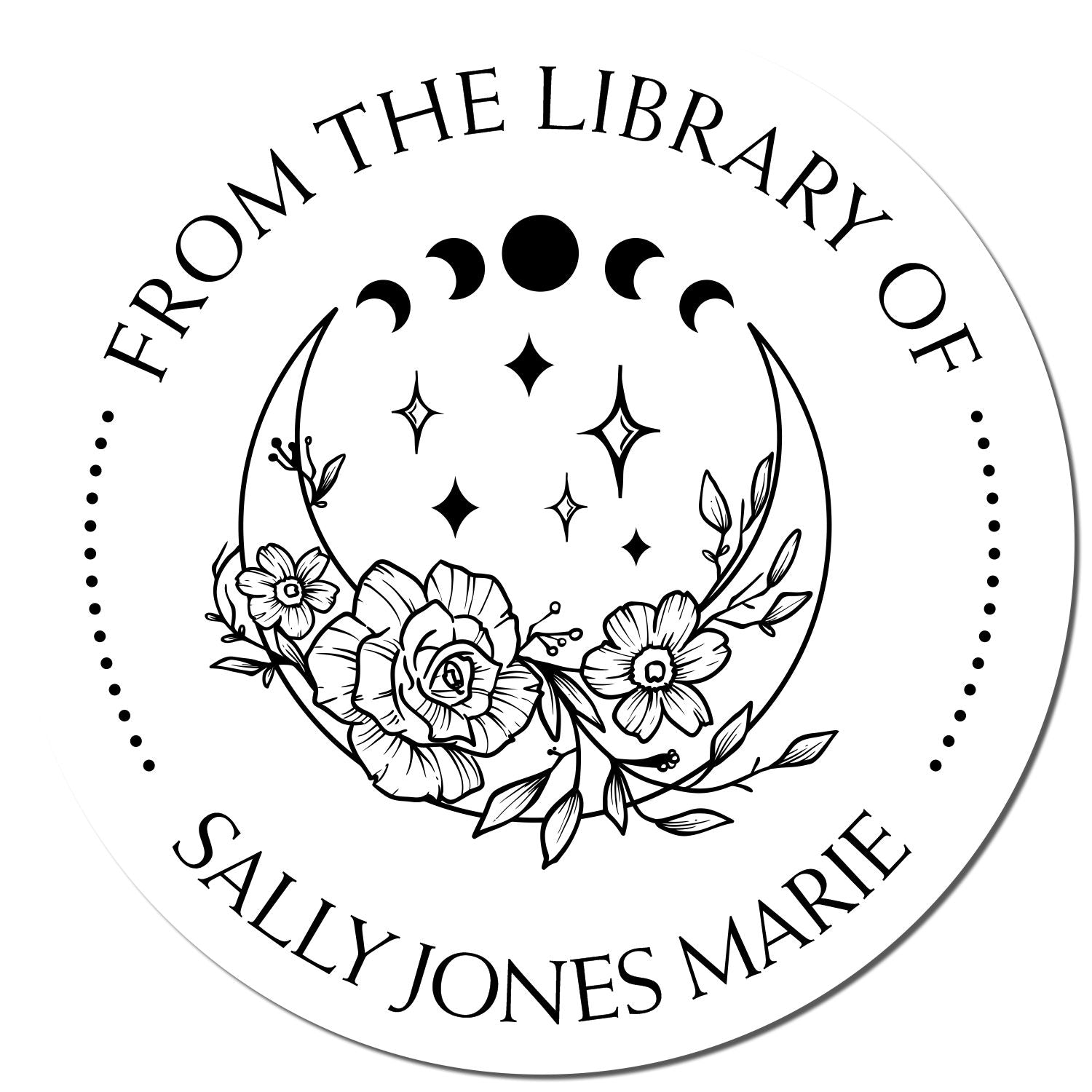 Wood Handle Sublime Celestial Personalized Bookplate Stamper