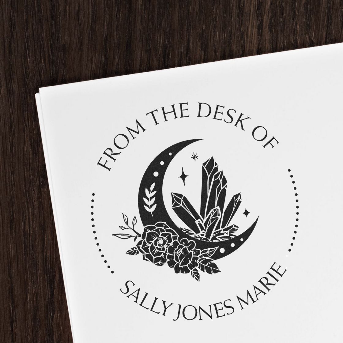 Wood Handle Fantastical Moon Personalized From The Library Of Stamper - Engineer Seal Stamps
