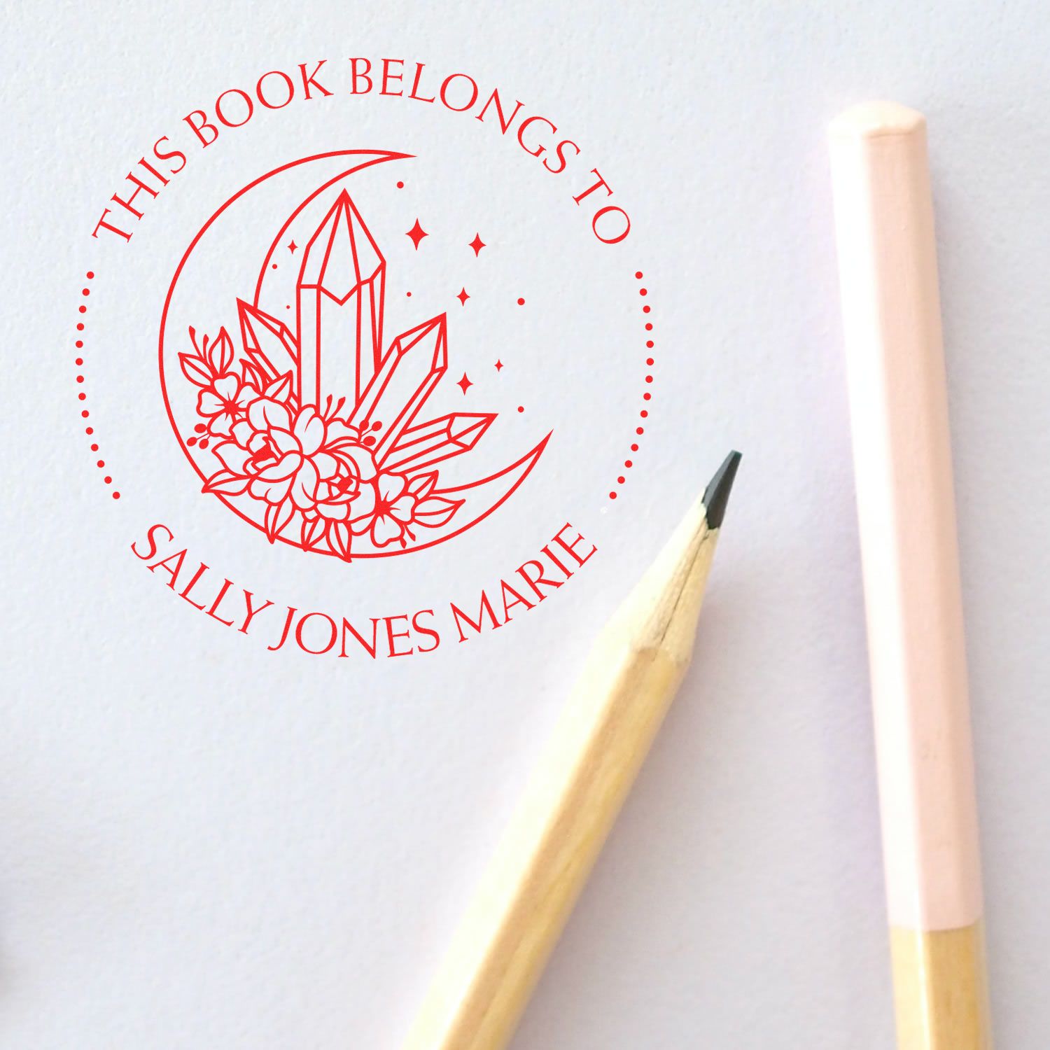 Wood Handle Dazzling Celestia Personalized Library Stamp - Engineer Seal Stamps