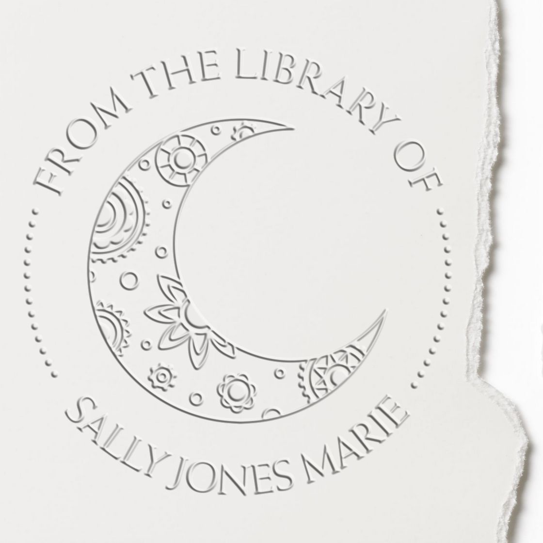 Soft Whimsical Night Personalized Book Ownership Embossing Stamp