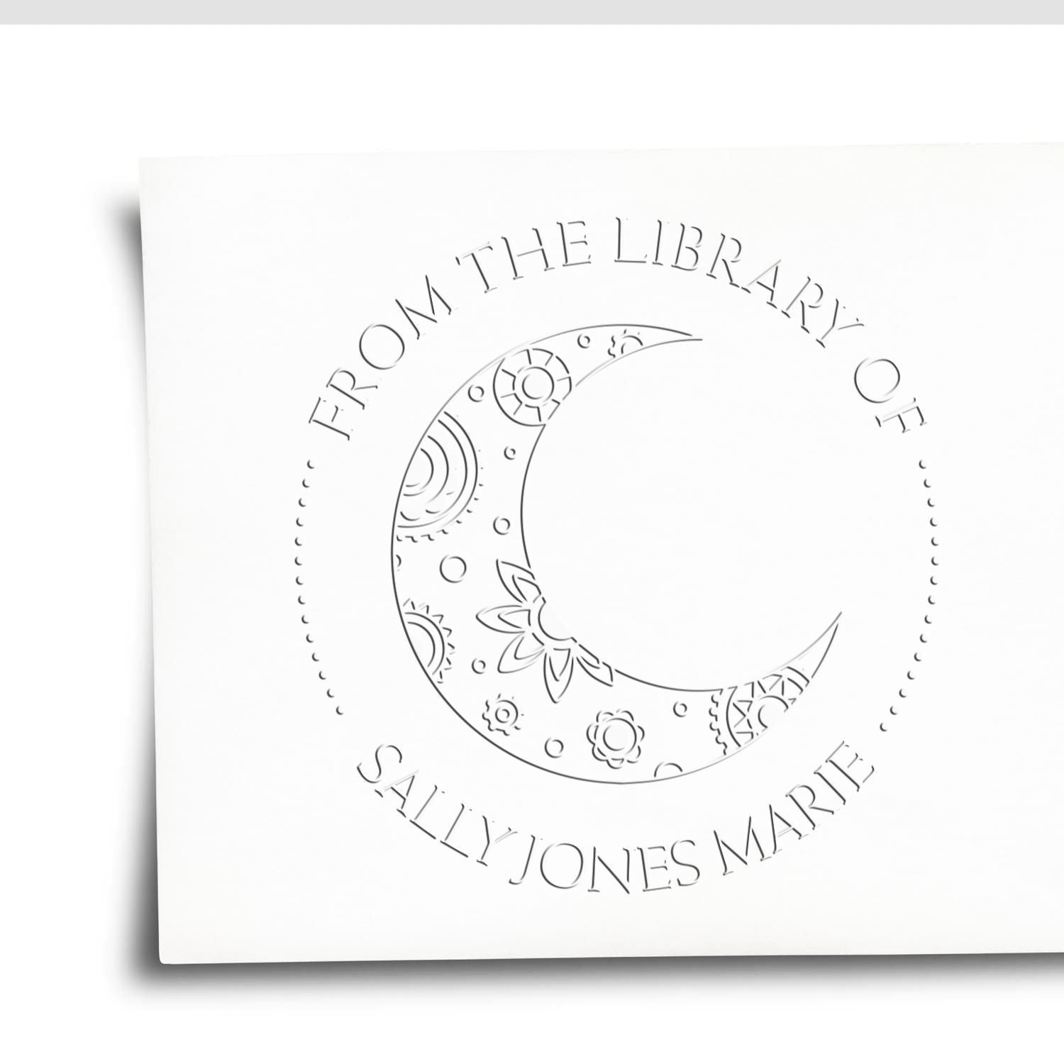 Soft Whimsical Night Personalized Book Ownership Embossing Stamp
