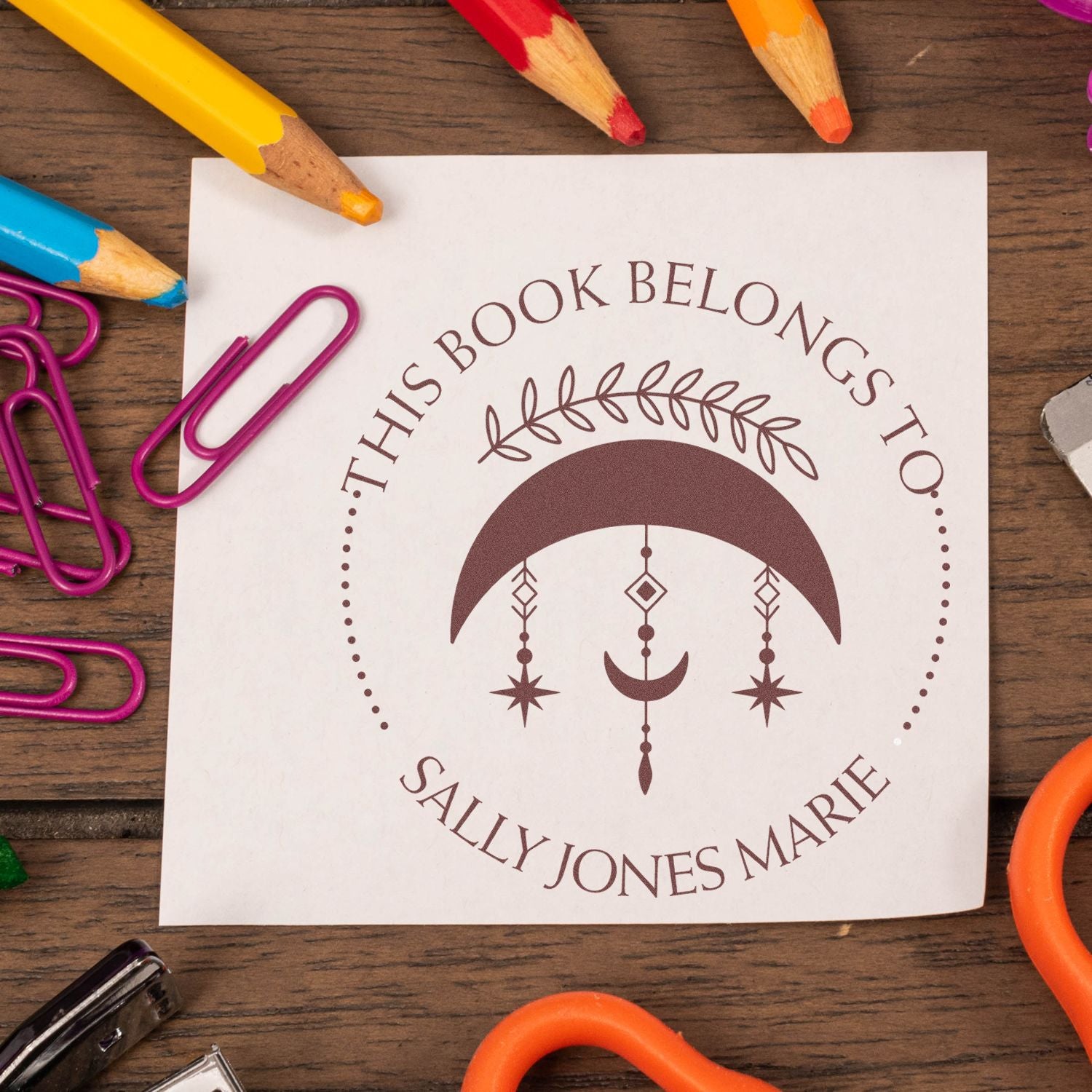 Wood Handle Enrapturing Sky Personalized Library Collection Stamp - Engineer Seal Stamps