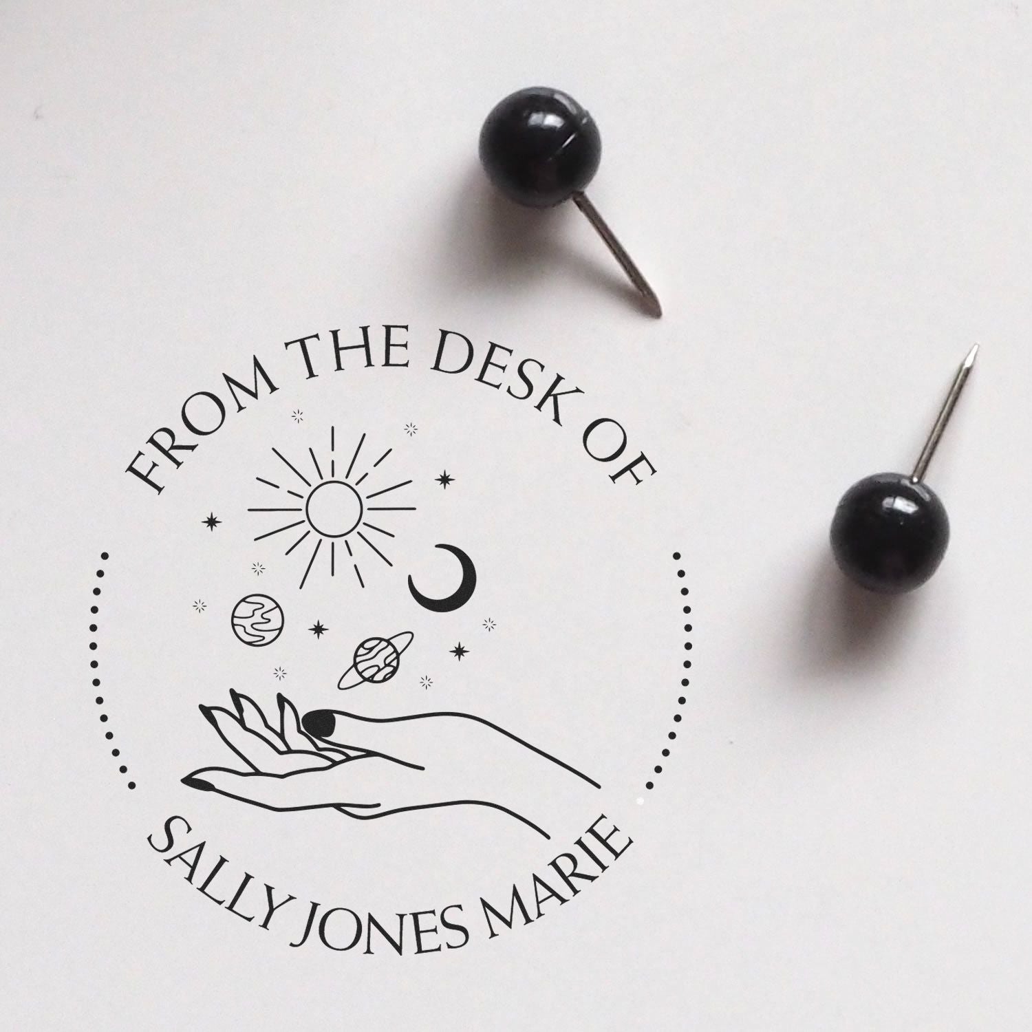 Wood Handle Effervescent Nebulous Personalized Library Collection Stamper - Engineer Seal Stamps