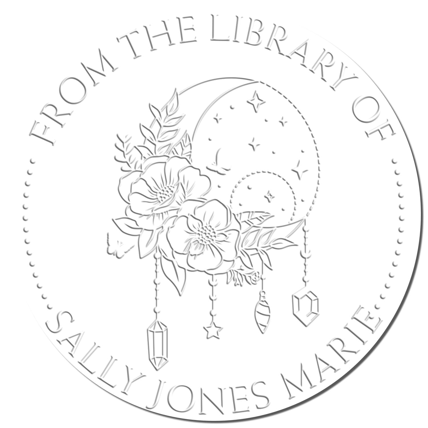 Soft Lively Luna Personalized Book Ownership Label Embossed Stamp