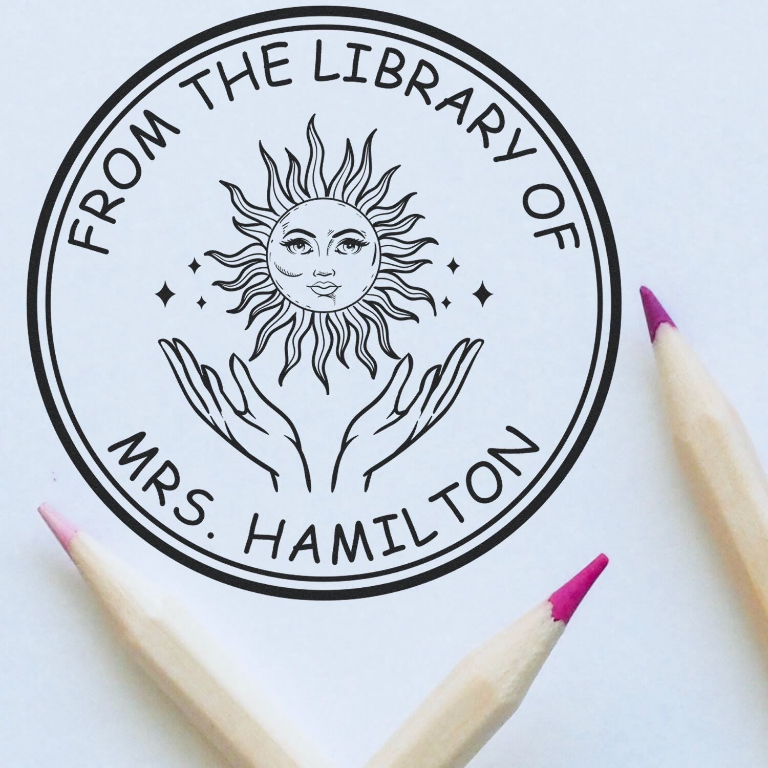PSI Pre-Inked Resplendent Sun Personalized Book Library Stamp - Engineer Seal Stamps