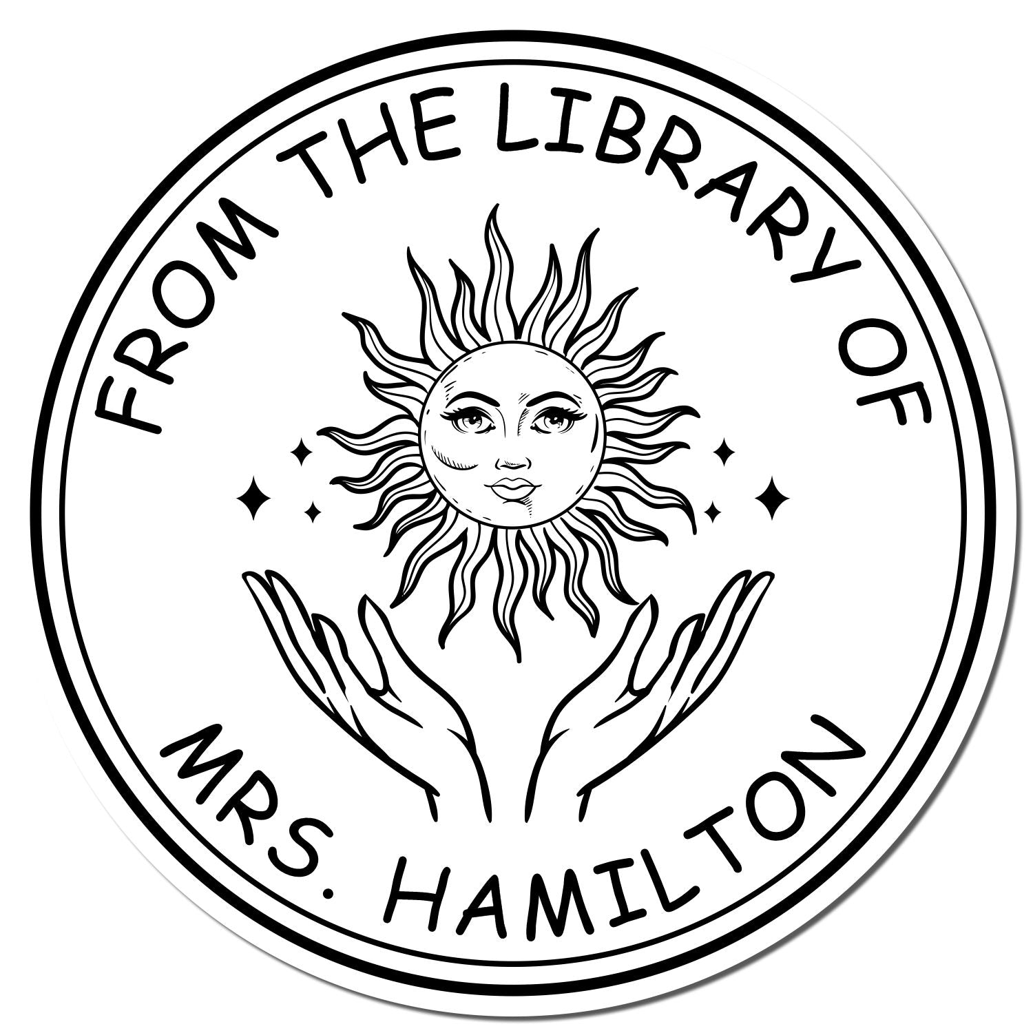 PSI Pre-Inked Resplendent Sun Personalized Book Library Stamp - Engineer Seal Stamps
