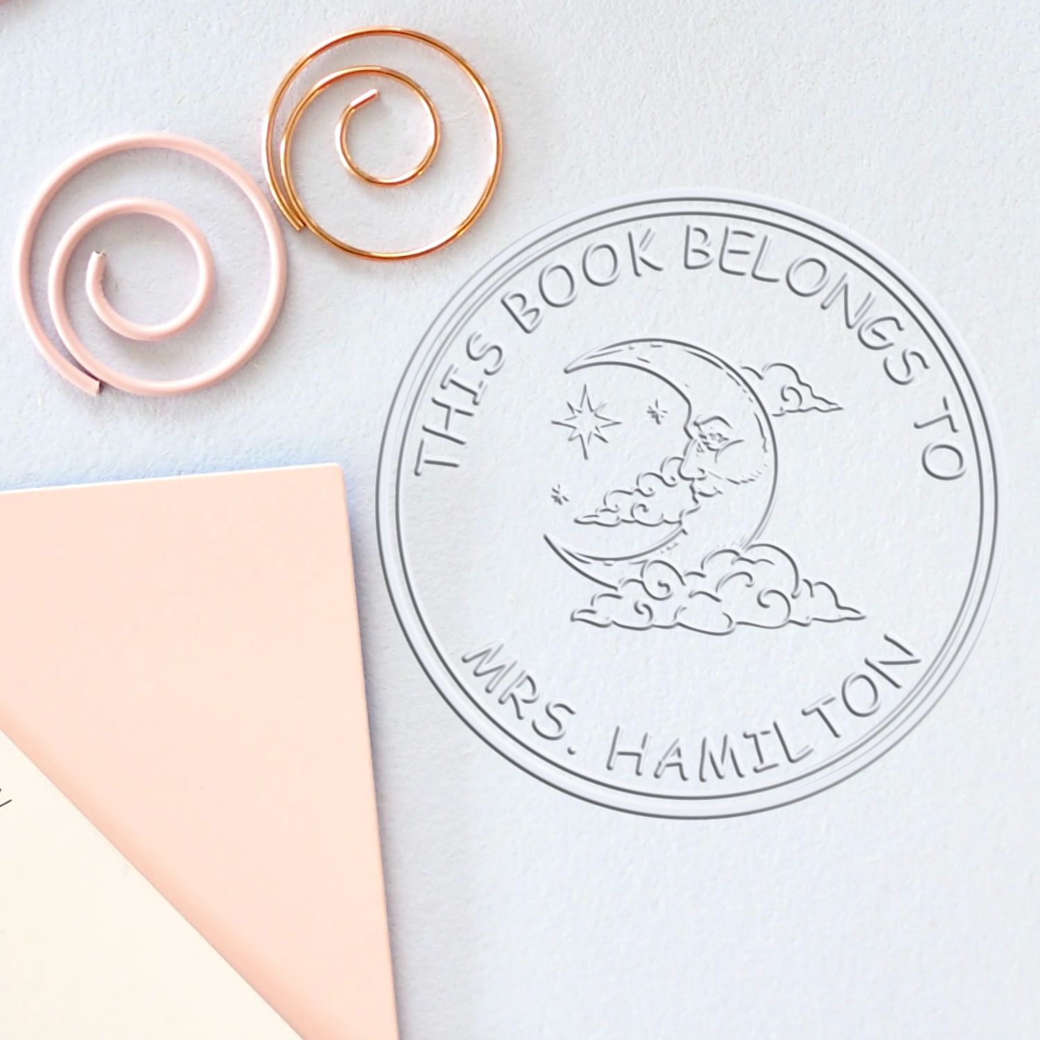 Soft Efflorescent Moon Personalized Book Ownership Label Paper Embosser