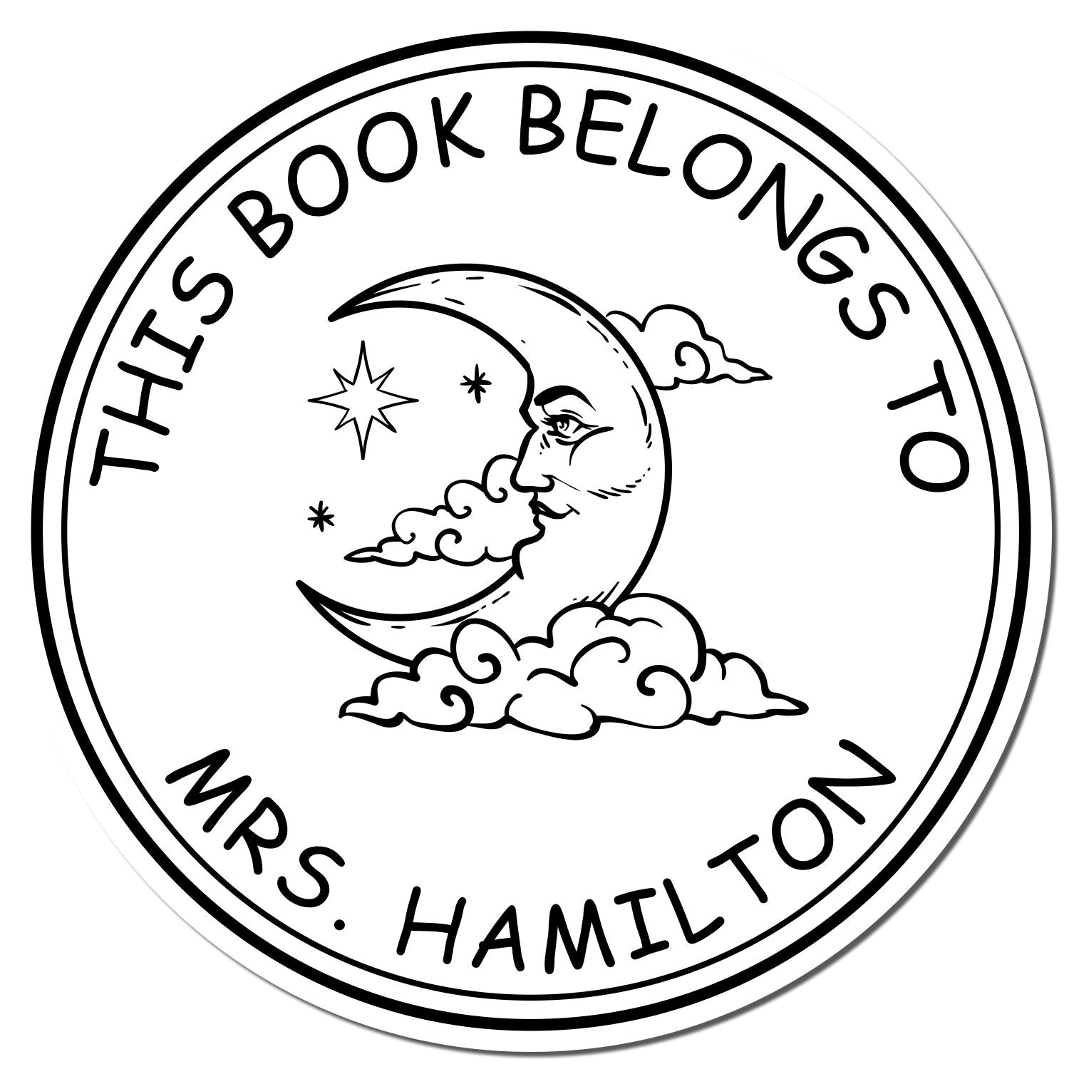 Self-Inking Efflorescent Moon Customized Bookworm Stamp - Engineer Seal Stamps