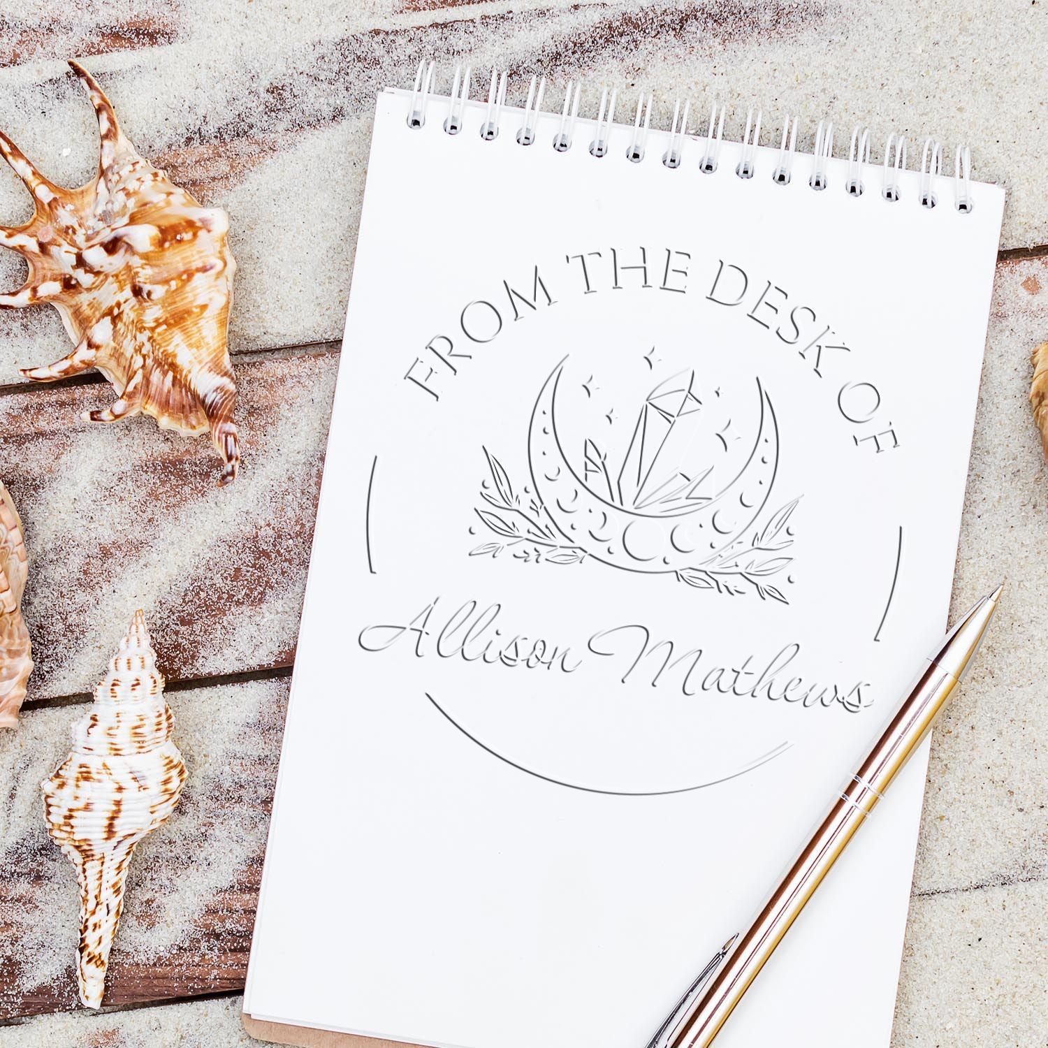 Desk Otherworldly Sky Personalized Book Embossing Stamp - Engineer Seal Stamps