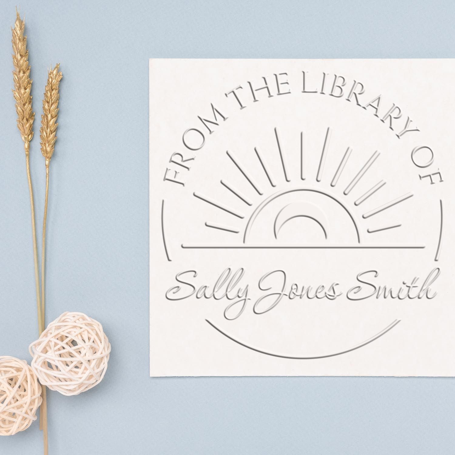 Desk Sublime Sun & Moon Personalized Book Belongs to Embossed Stamp - Engineer Seal Stamps