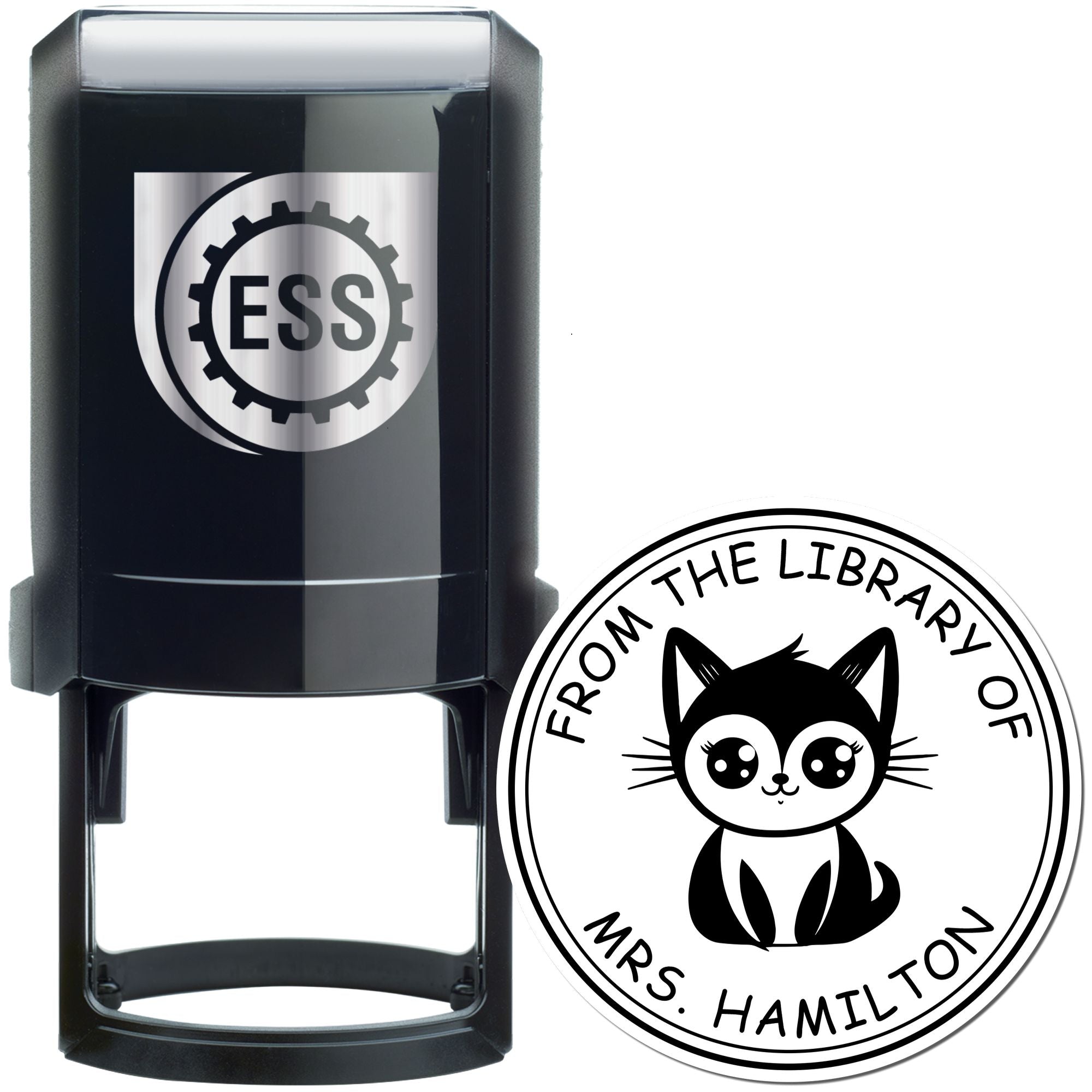 Self-Inking Adorable Kitten Custom Made Library Stamp - Engineer Seal Stamps