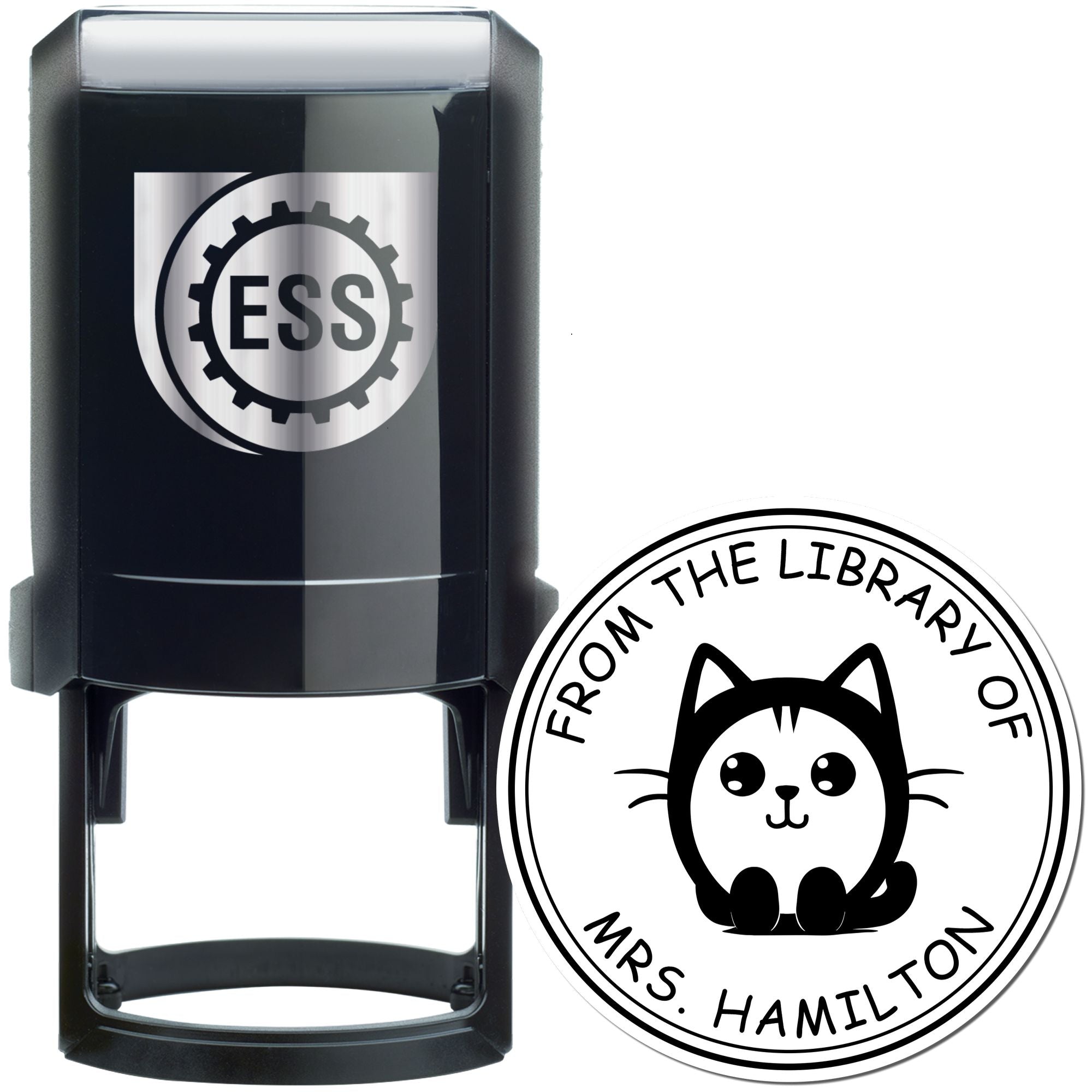 Self-Inking Cuddly Kitty Custom Made Library Collection Stamp - Engineer Seal Stamps