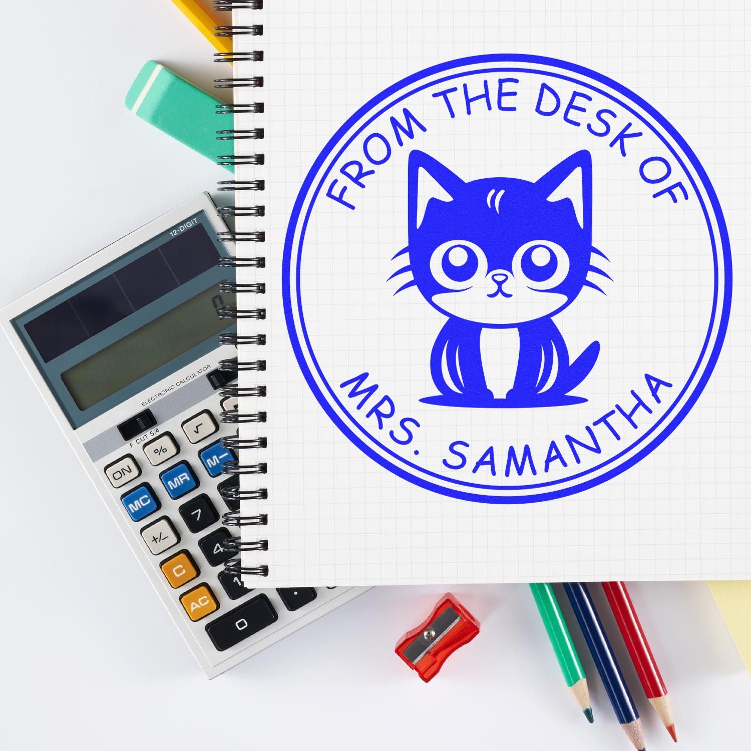 Wood Handle Charming Cat Custom Book Library Stamp - Engineer Seal Stamps