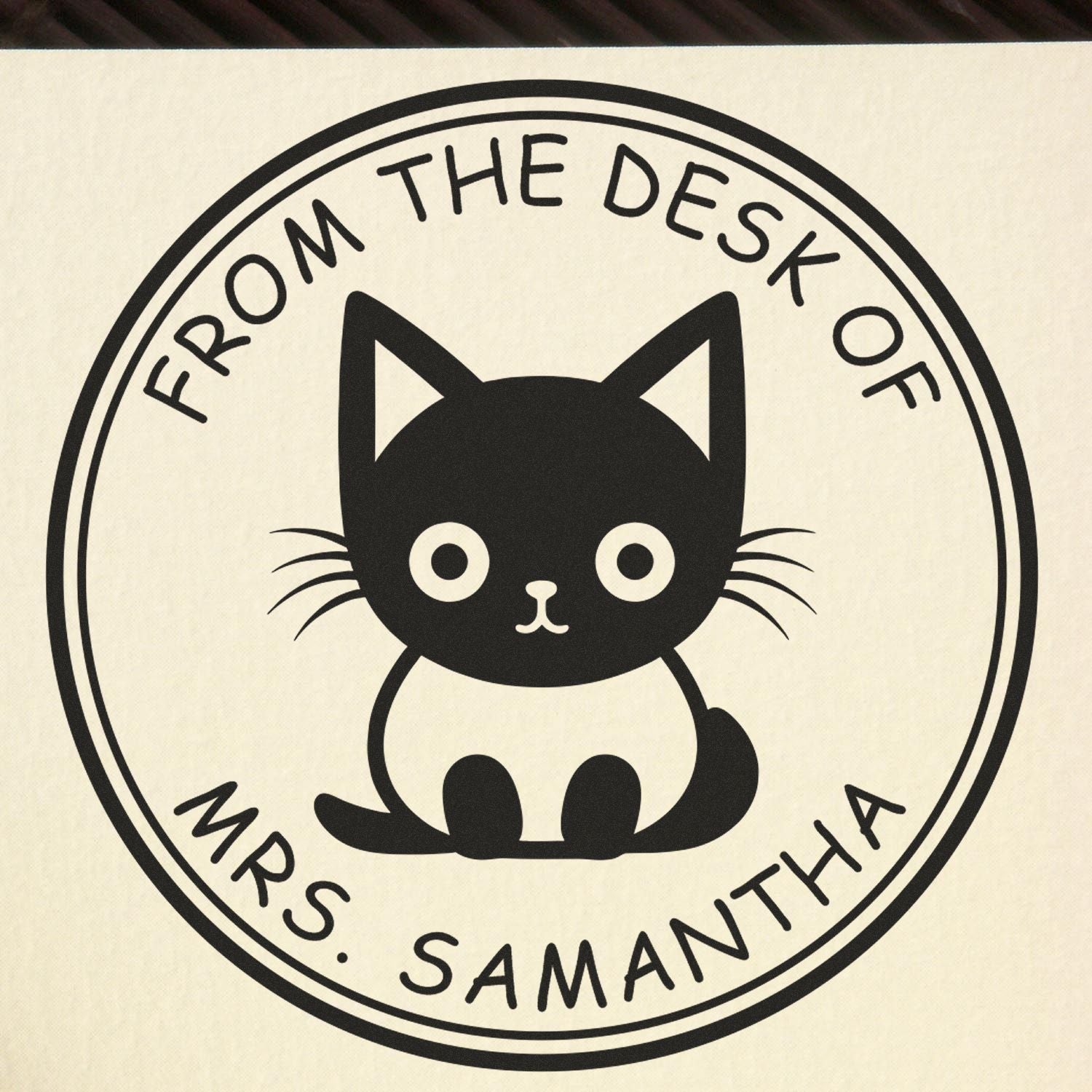 Wood Handle Furry Feline Custom Book Lover Stamp - Engineer Seal Stamps