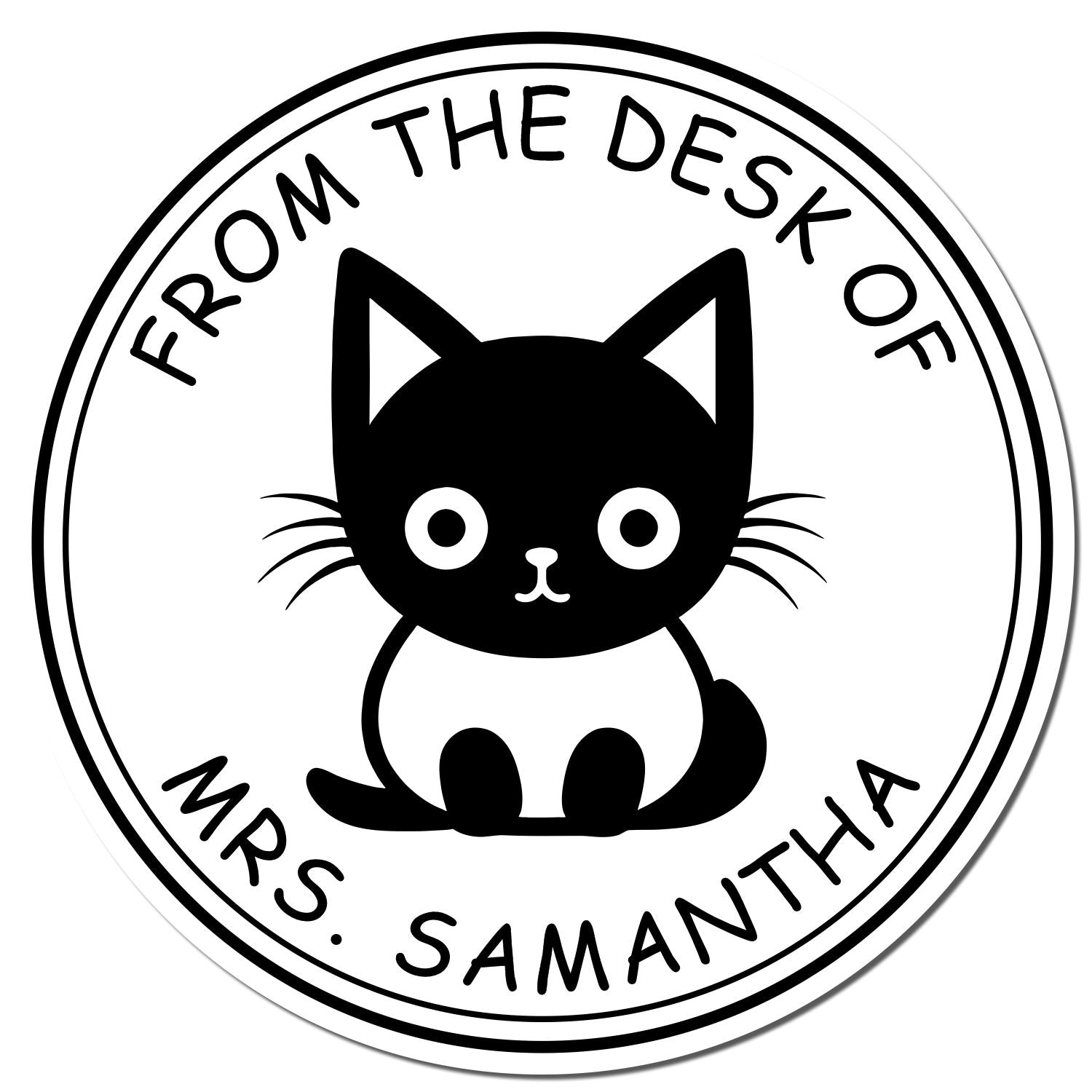Wood Handle Furry Feline Custom Book Lover Stamp - Engineer Seal Stamps