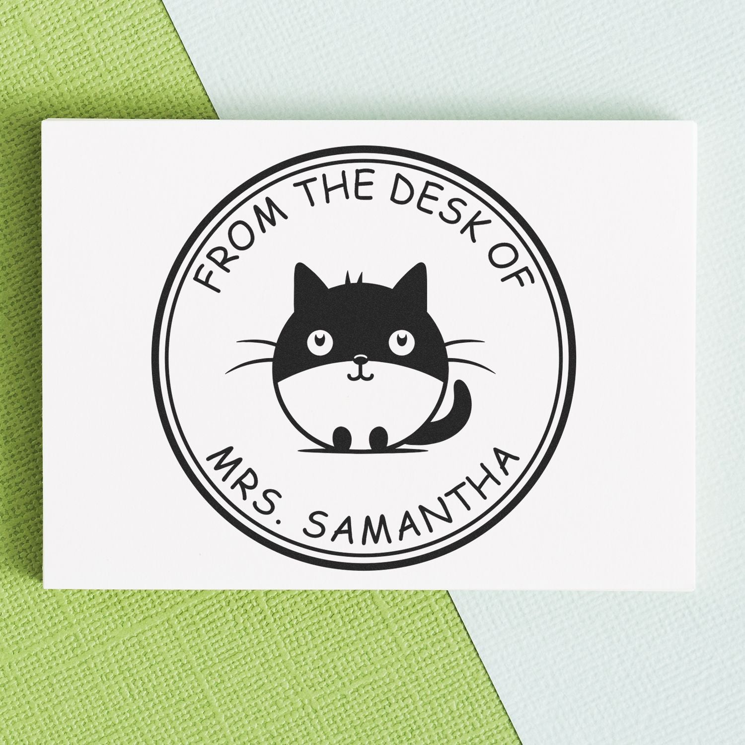 Wood Handle Elegantly Lazy Cat Custom Book Ownership Stamp - Engineer Seal Stamps