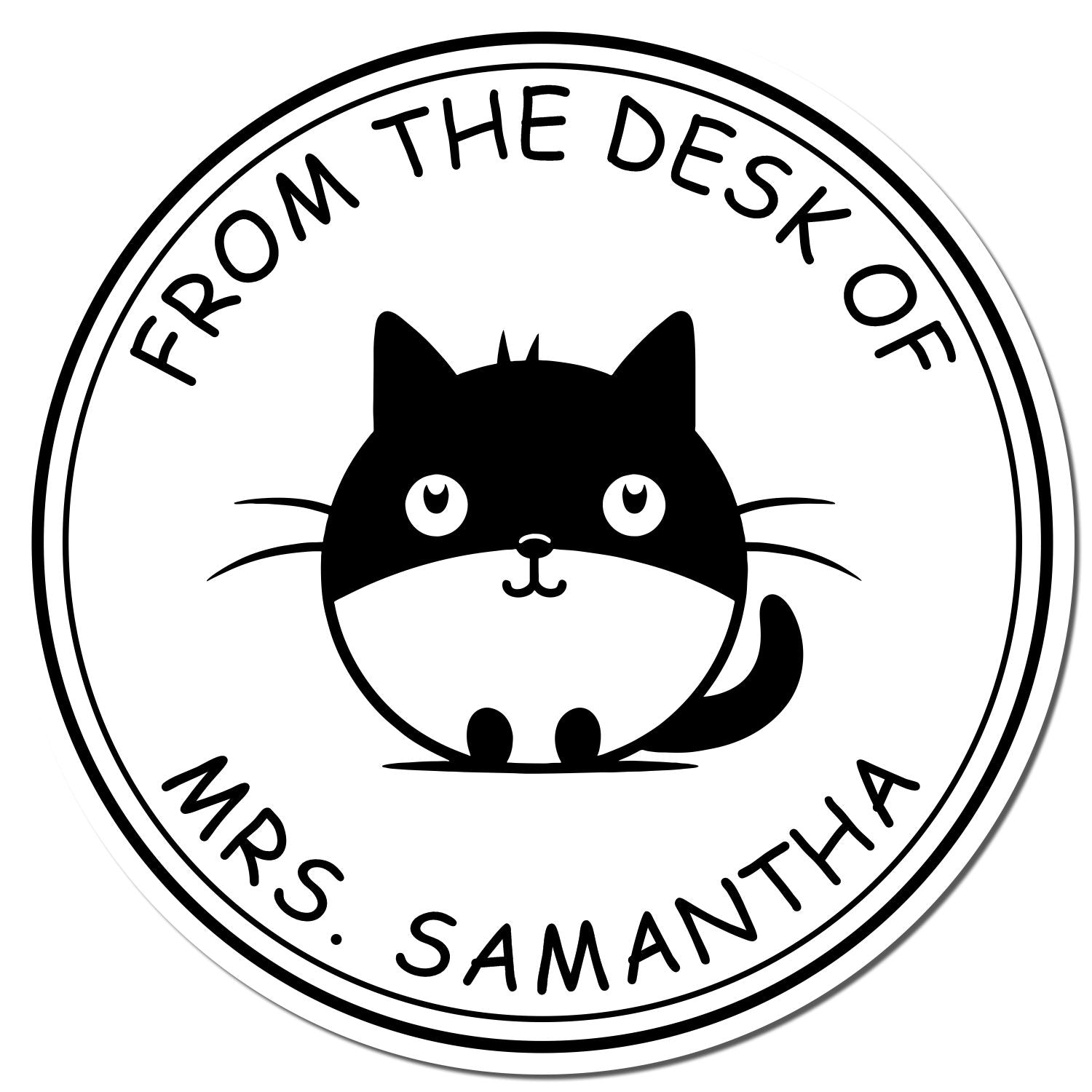 Self-Inking Elegantly Lazy Cat Custom Made Name Stamp - Engineer Seal Stamps