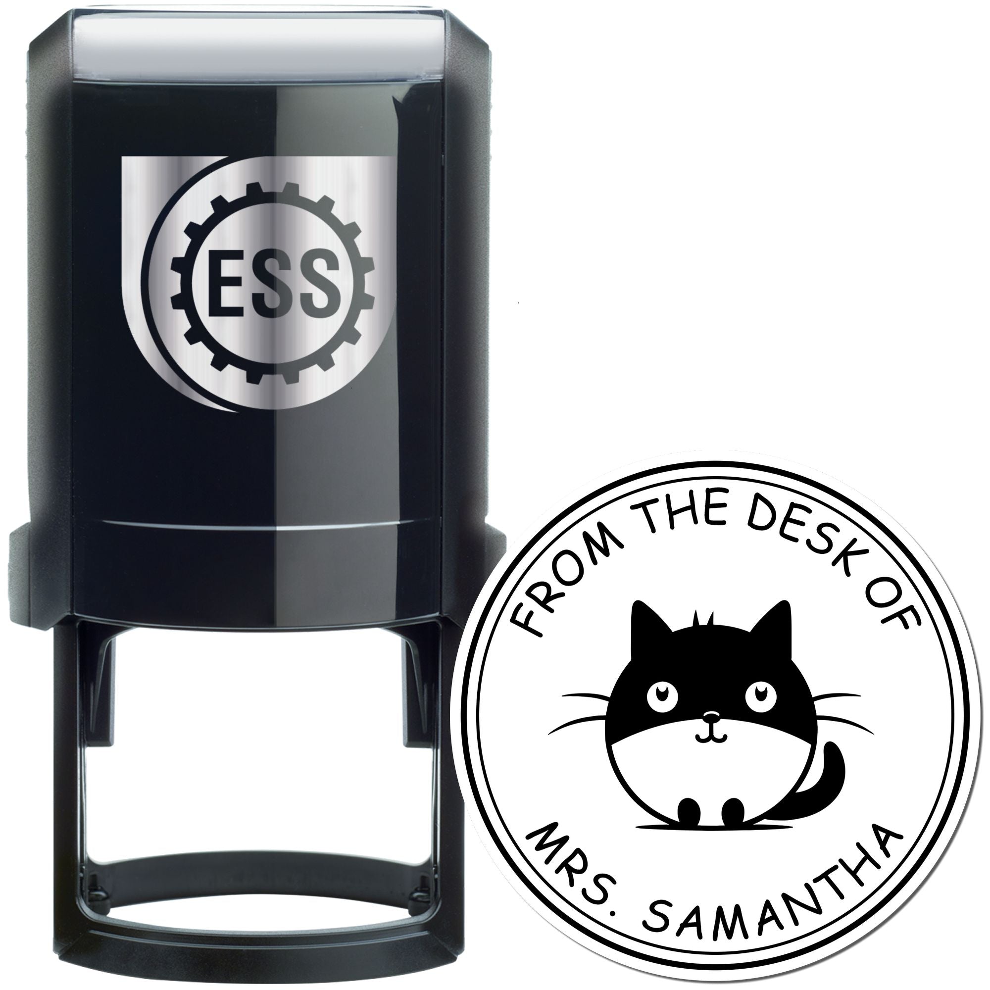 Self-Inking Elegantly Lazy Cat Custom Made Name Stamp - Engineer Seal Stamps
