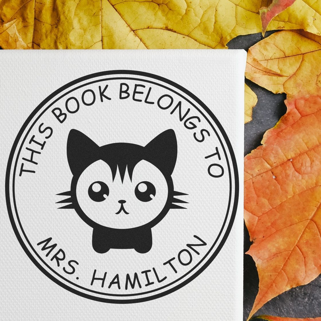 Wood Handle Clever Cat Custom Book Property Stamp - Engineer Seal Stamps