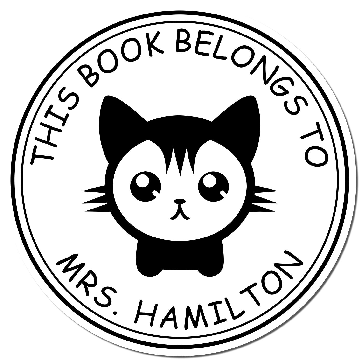 Wood Handle Clever Cat Custom Book Property Stamp - Engineer Seal Stamps