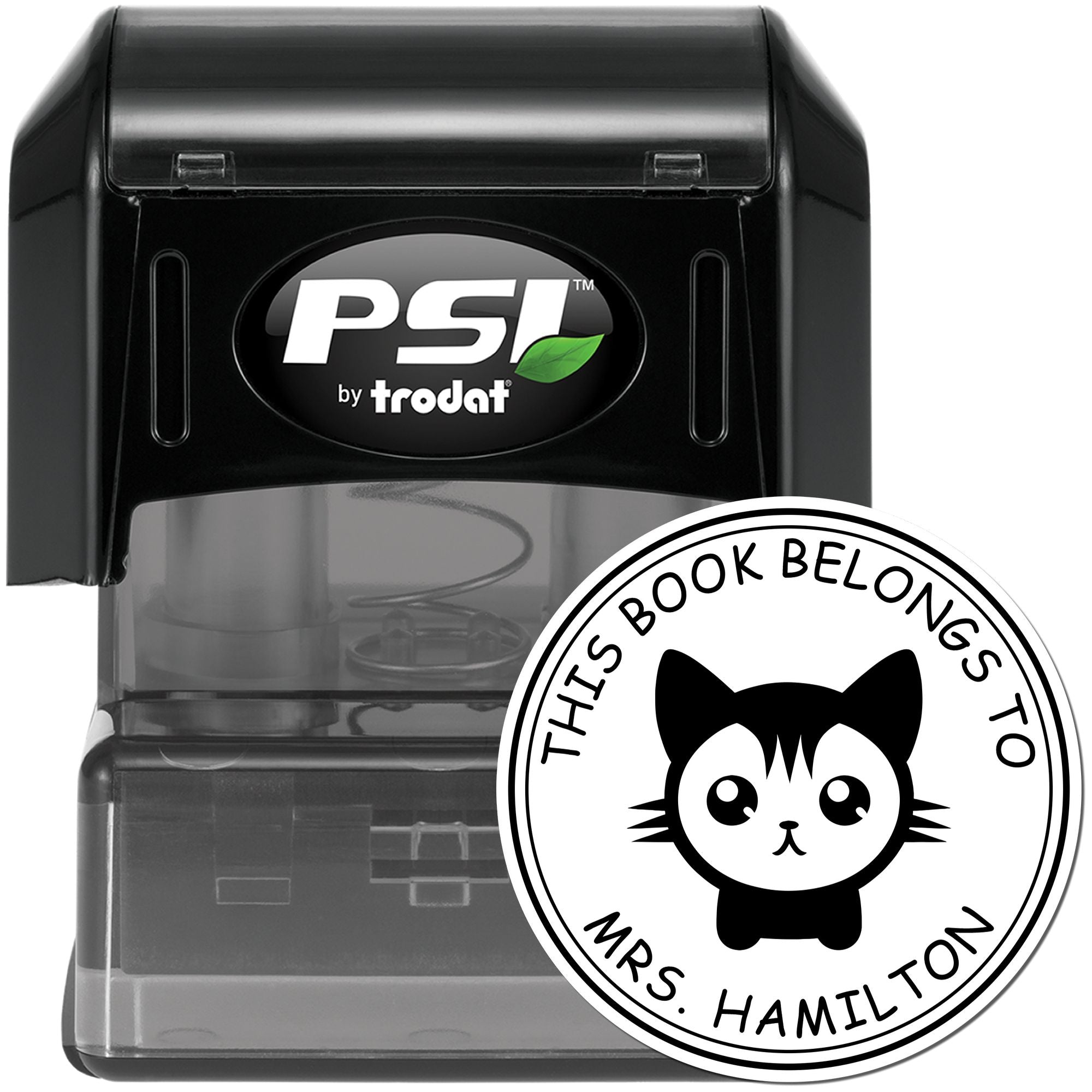 PSI Pre-Inked Clever Cat Customized Book Lover Stamp - Engineer Seal Stamps