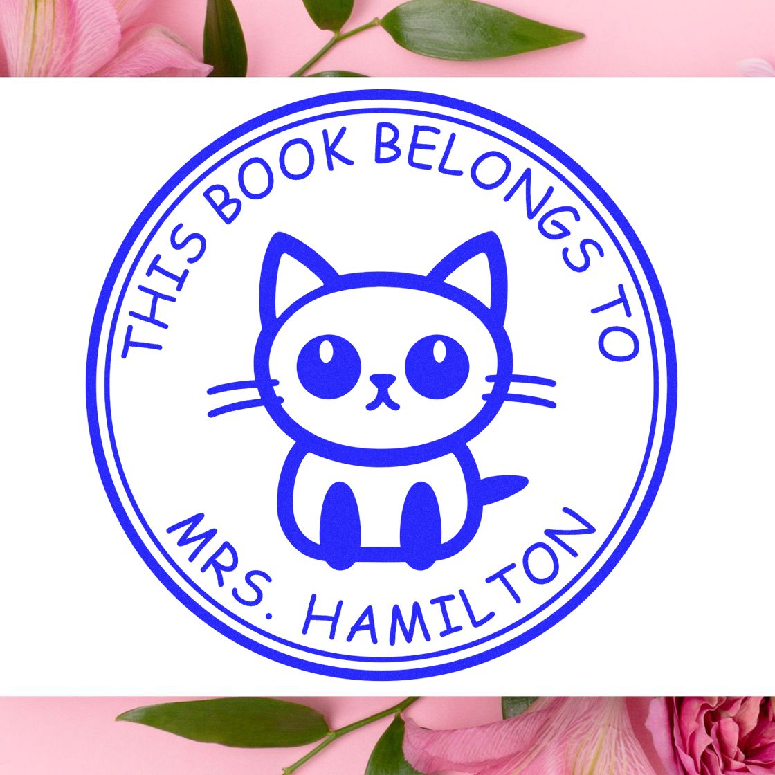 PSI Pre-Inked Graceful Cat Customized Book Ownership Stamp - Engineer Seal Stamps