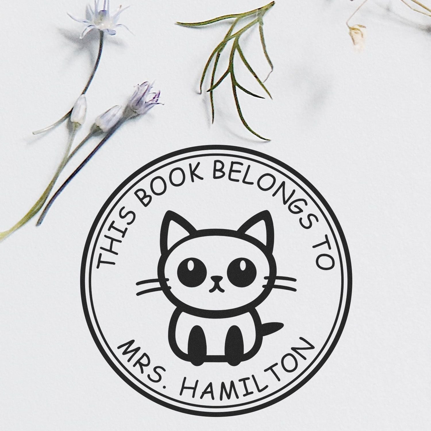 Wood Handle Graceful Cat Custom Bookworm Stamp - Engineer Seal Stamps