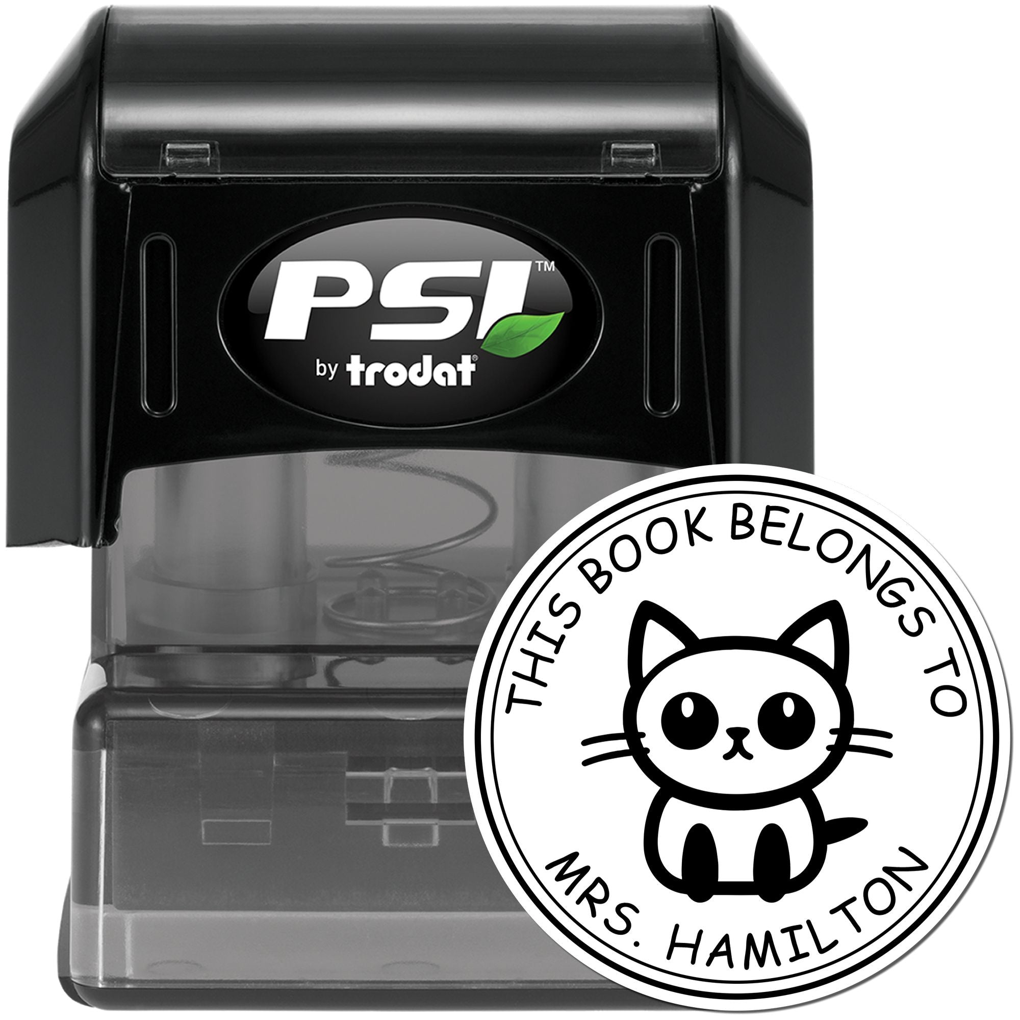 PSI Pre-Inked Graceful Cat Customized Book Ownership Stamp - Engineer Seal Stamps