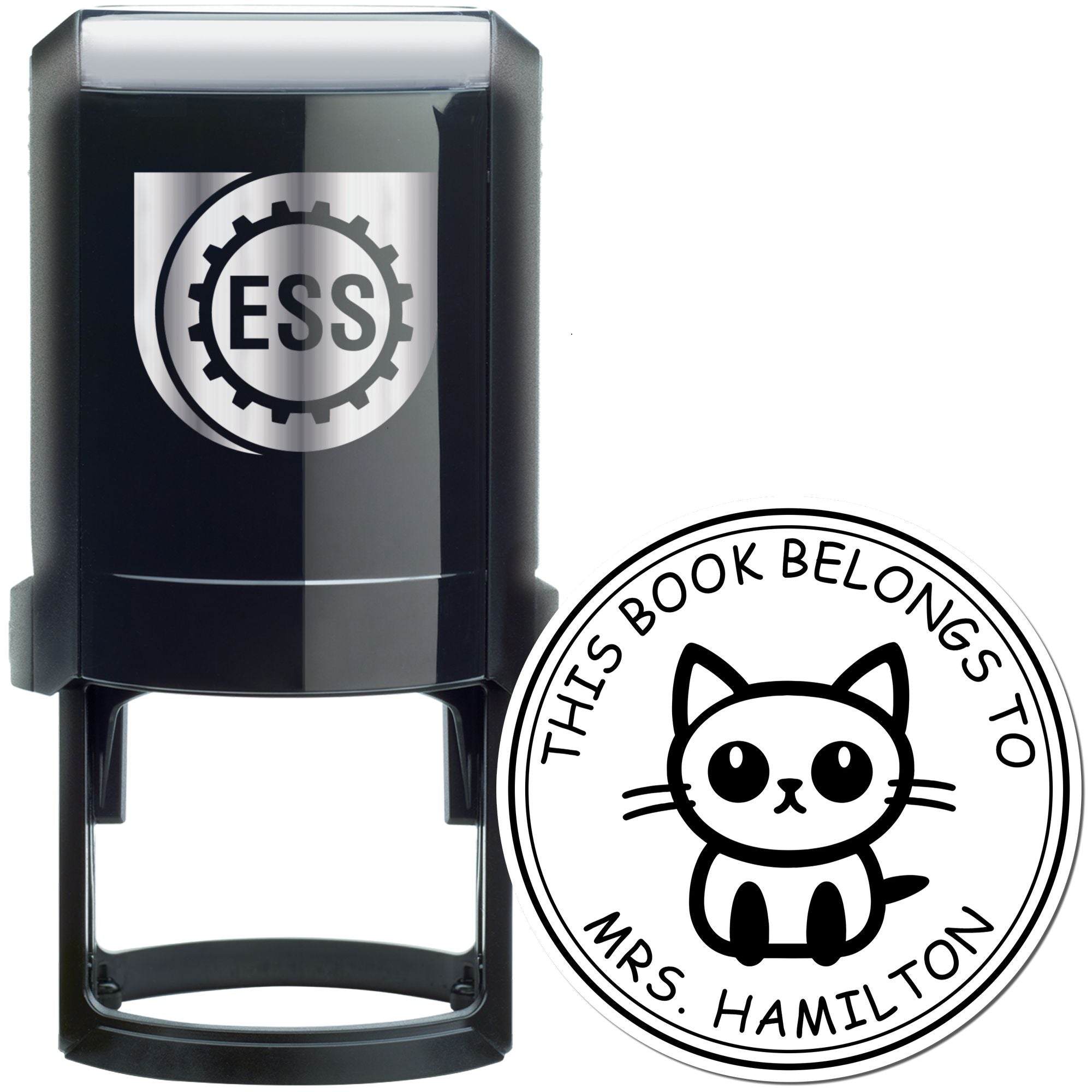 Self-Inking Graceful Cat Custom Made Private Library Stamp - Engineer Seal Stamps