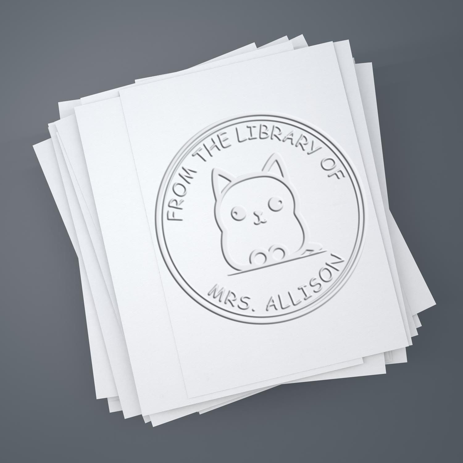 Soft Silky Feline Custom Book Embossed Stamp