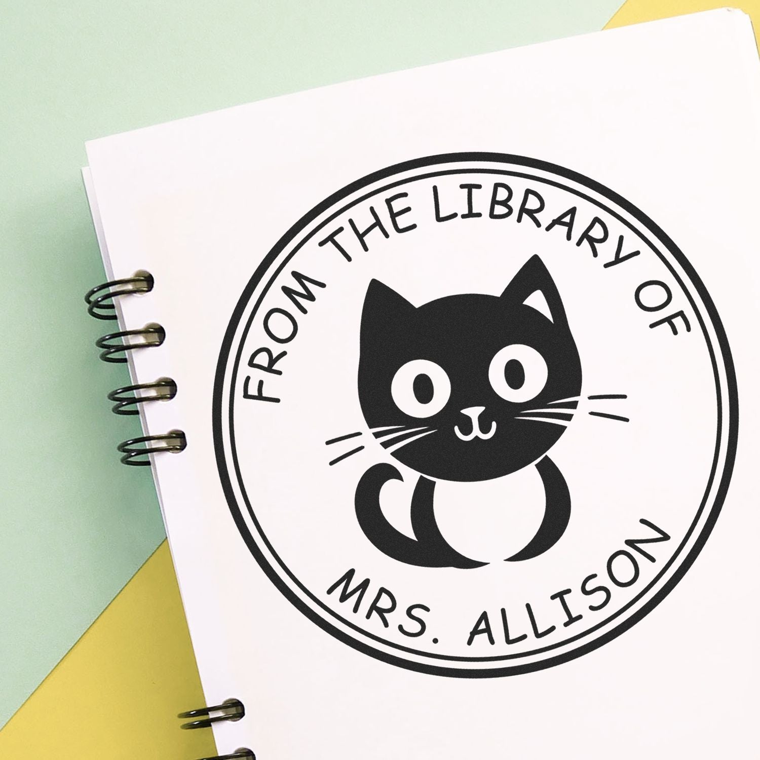 Wood Handle Gentle Kitten Custom Home Library Stamp - Engineer Seal Stamps