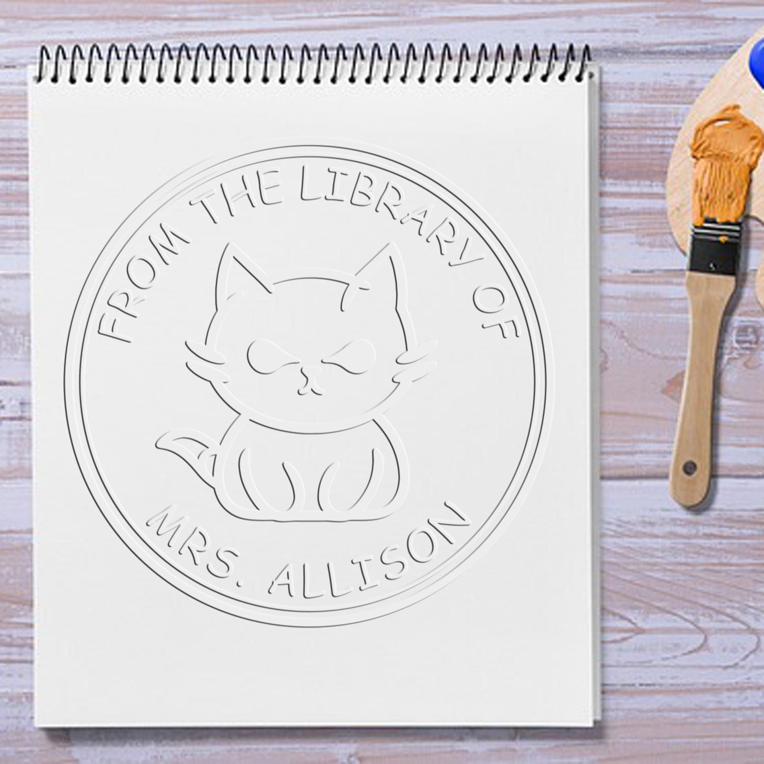 Soft Moody Kitten Custom Book Embossing Seal