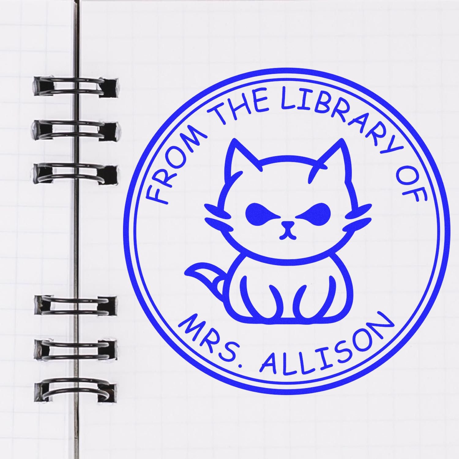 PSI Pre-Inked Moody Kitten Customized Bookplate Stamp - Engineer Seal Stamps