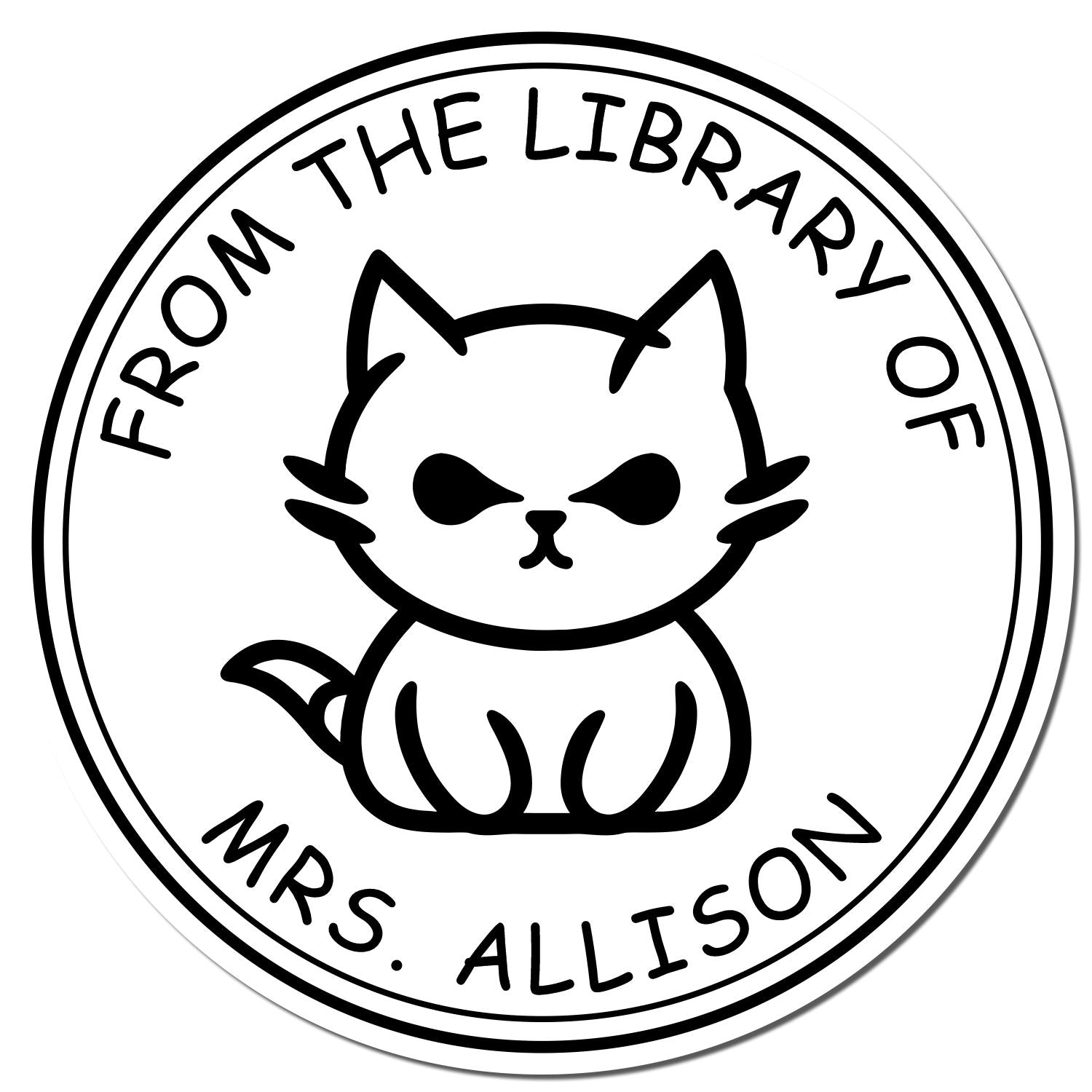 Wood Handle Moody Kitten Custom Instructor's Personal Stamp - Engineer Seal Stamps