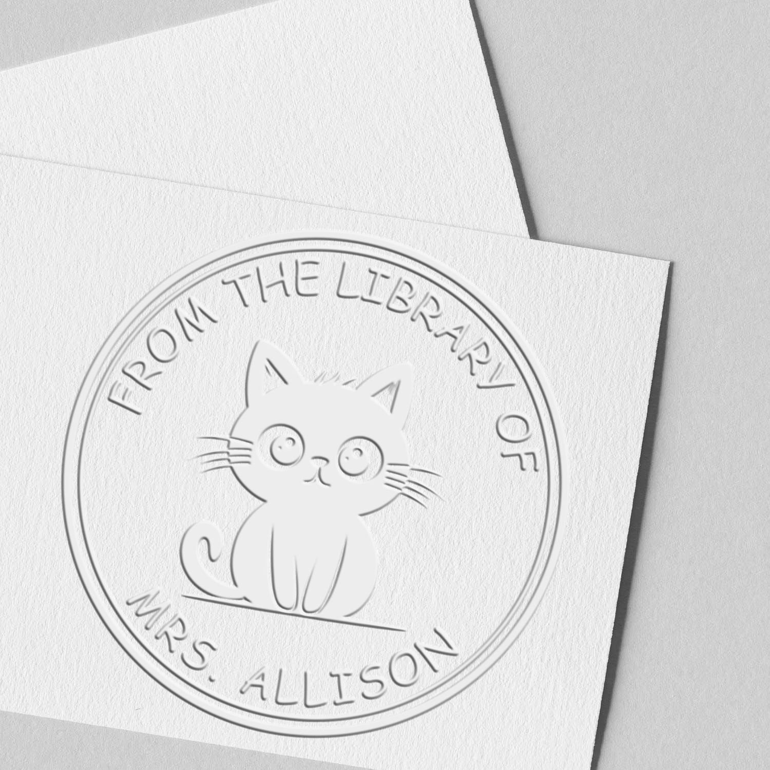 Hybrid Sneaky Kitty Custom Bookplate Embosser - Engineer Seal Stamps