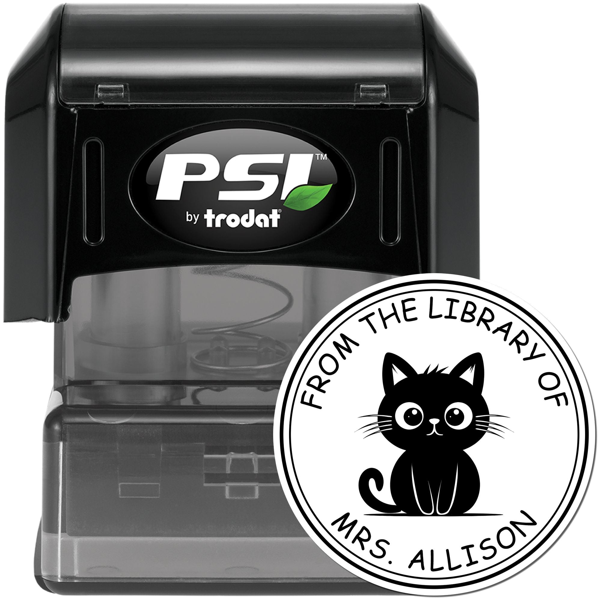 PSI Pre-Inked Sneaky Kitty Customized Bookworm Stamp - Engineer Seal Stamps