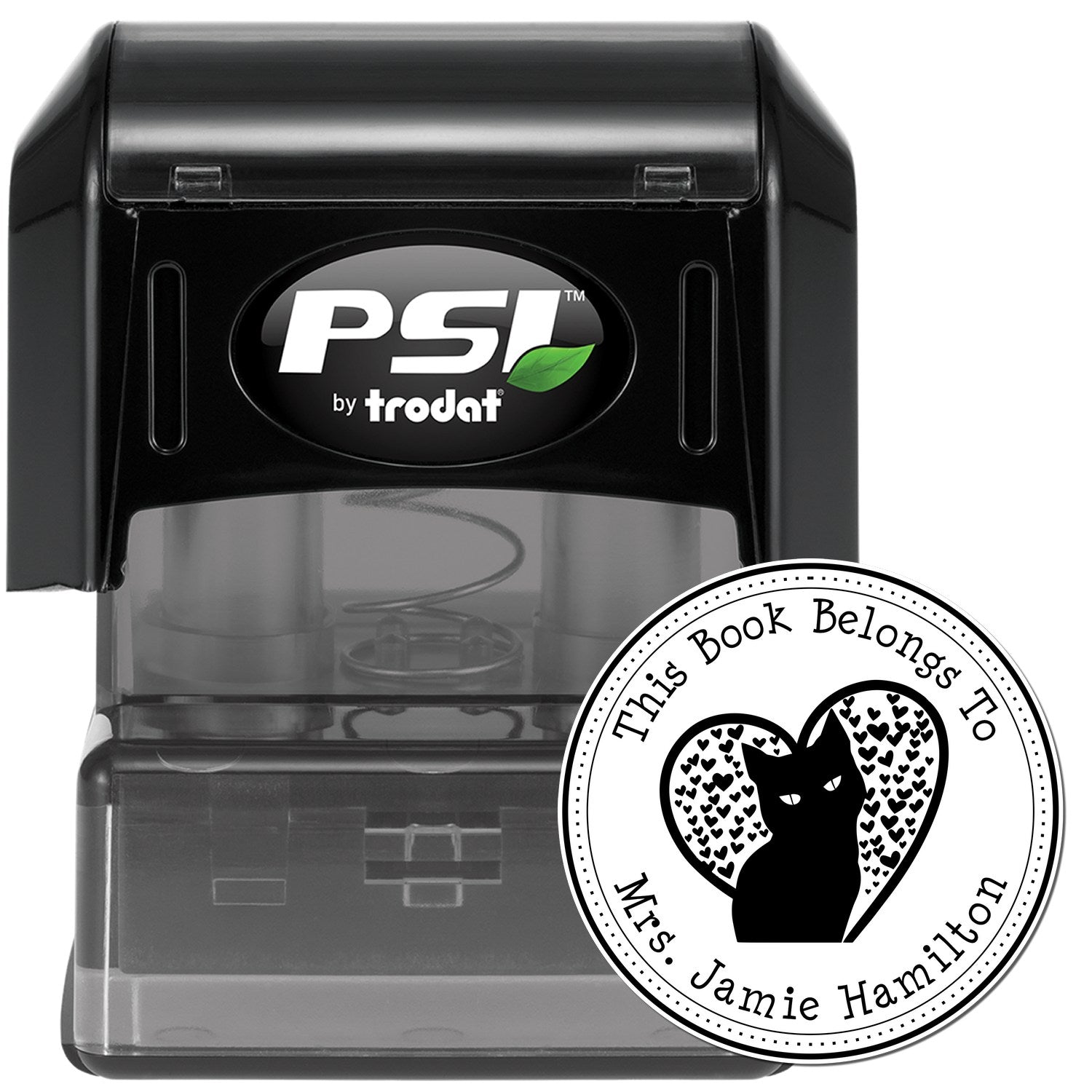 PSI Pre-Inked Regal Cat Customized Home Library Stamp - Engineer Seal Stamps