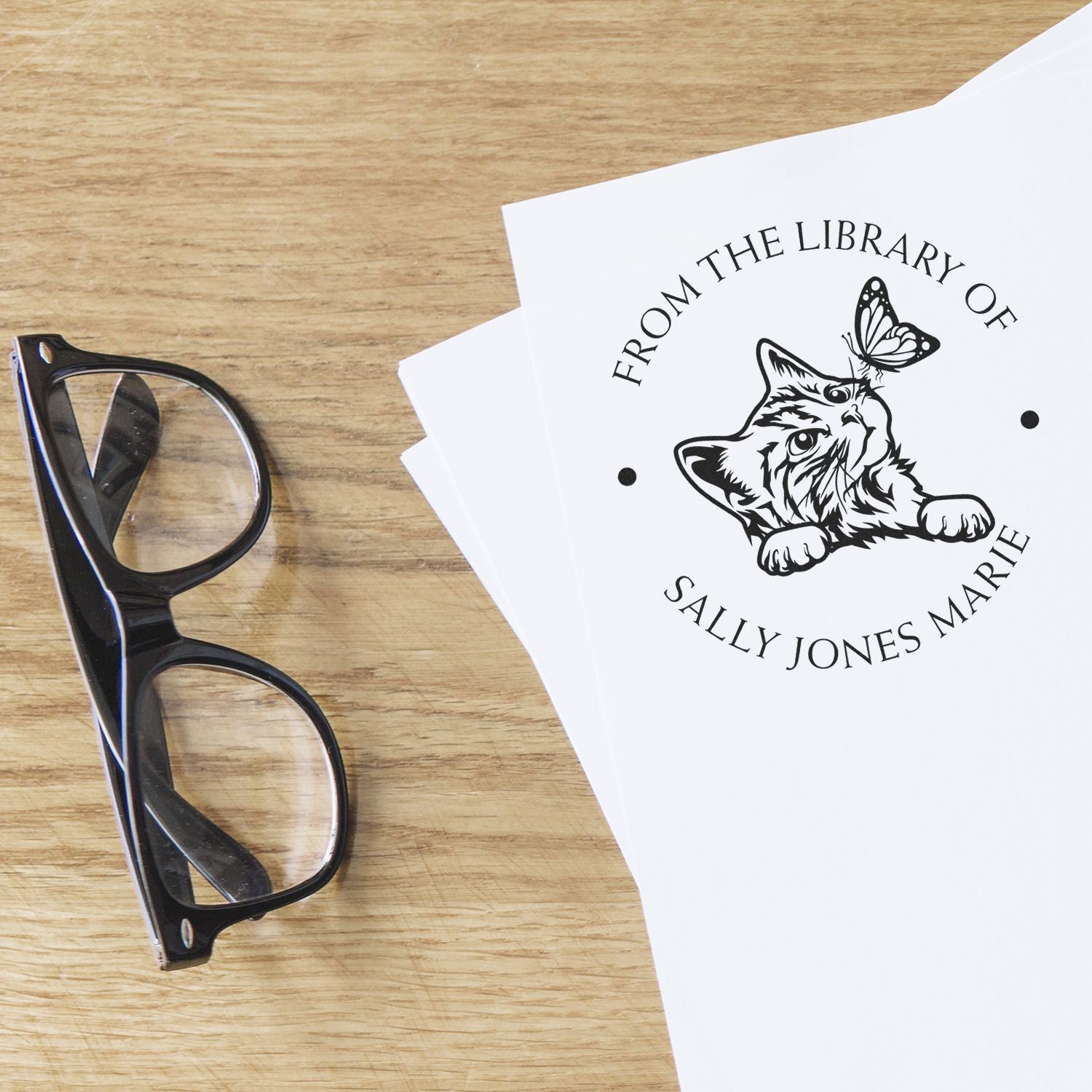 Wood Handle Enchanting Kitten Custom Library Of Stamp - Engineer Seal Stamps