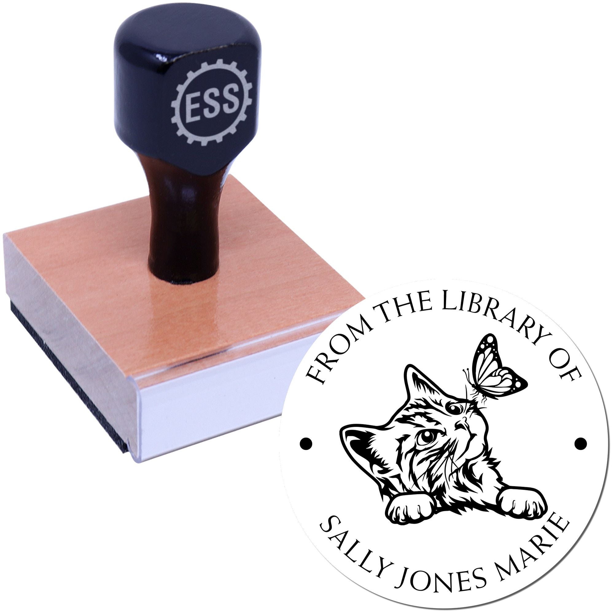 Wood Handle Enchanting Kitten Custom Library Of Stamp - Engineer Seal Stamps