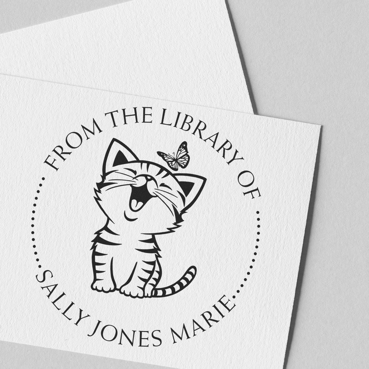 Wood Handle Lively Kitten Custom Love It Stamp - Engineer Seal Stamps