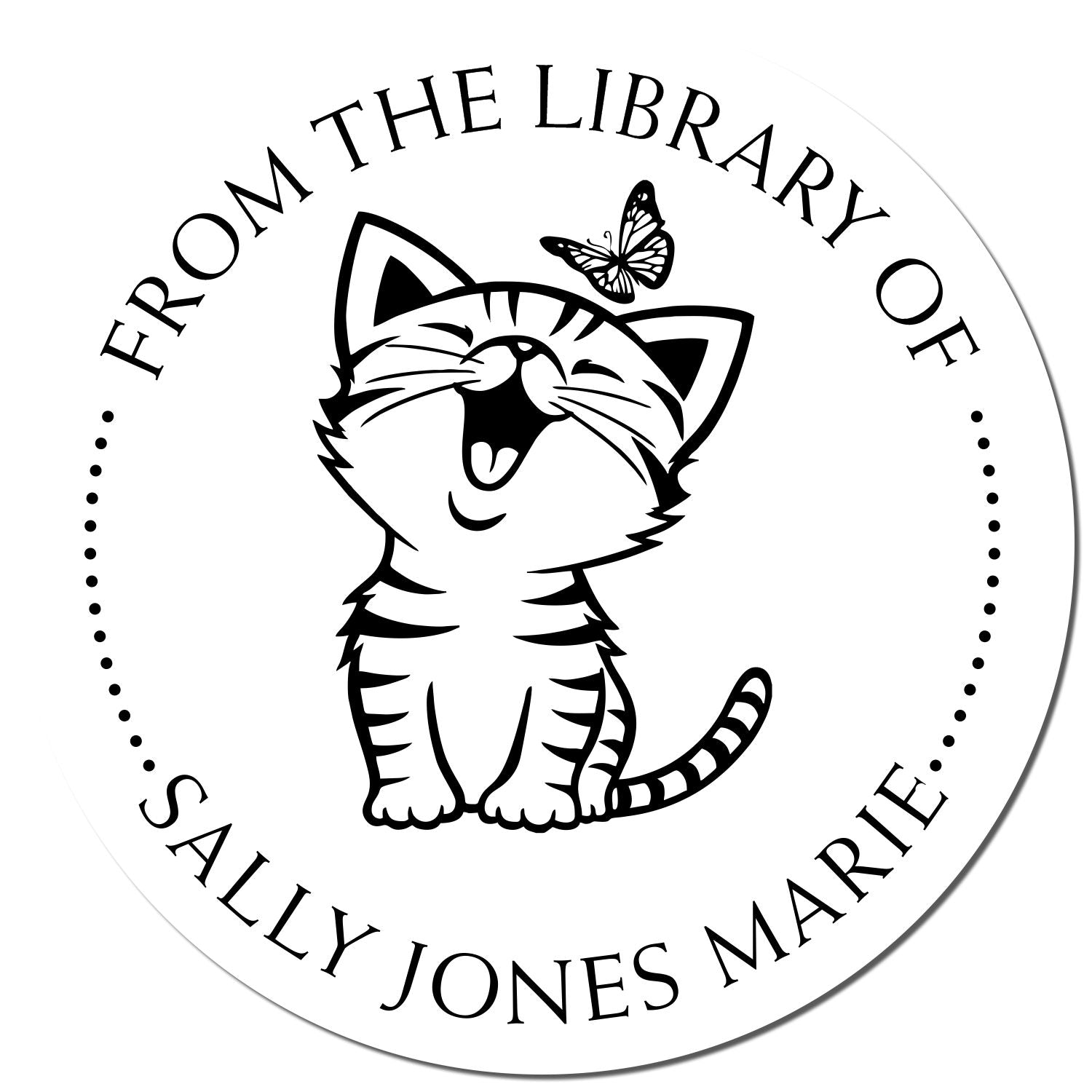 Self-Inking Lively Kitten Personalized Bibliophile Stamp - Engineer Seal Stamps