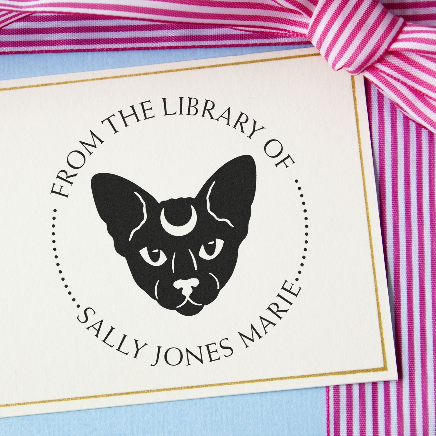 Self-Inking Beautiful Cat Personalized Book Library Stamp - Engineer Seal Stamps