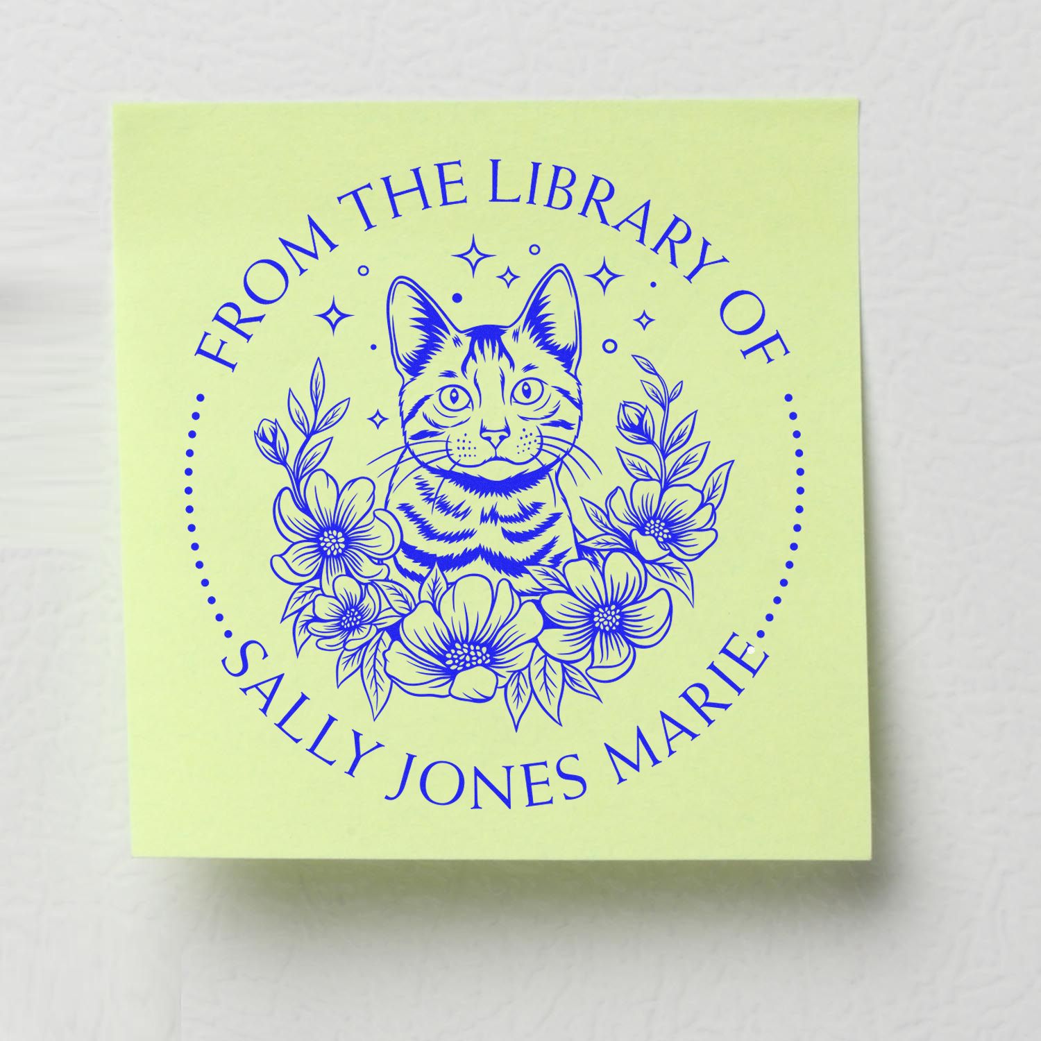 Wood Handle Majestic Meow Custom Personal Library Stamp - Engineer Seal Stamps