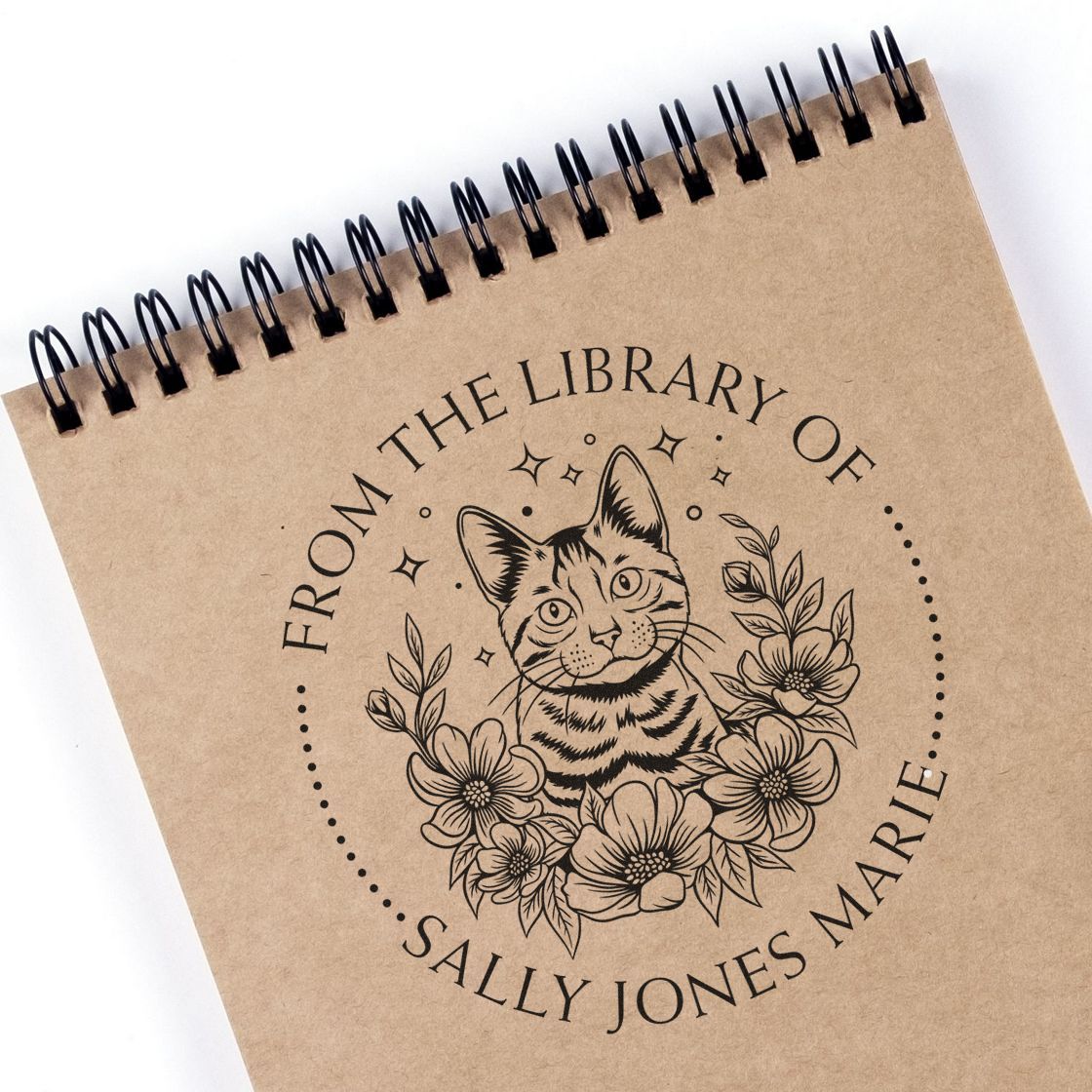 Self-Inking Majestic Meow Personalized Book Name Stamp