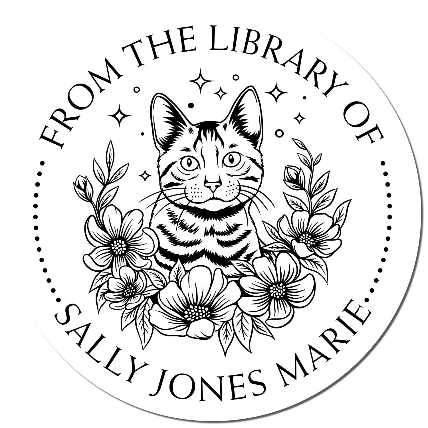 Self-Inking Majestic Meow Personalized Book Name Stamp