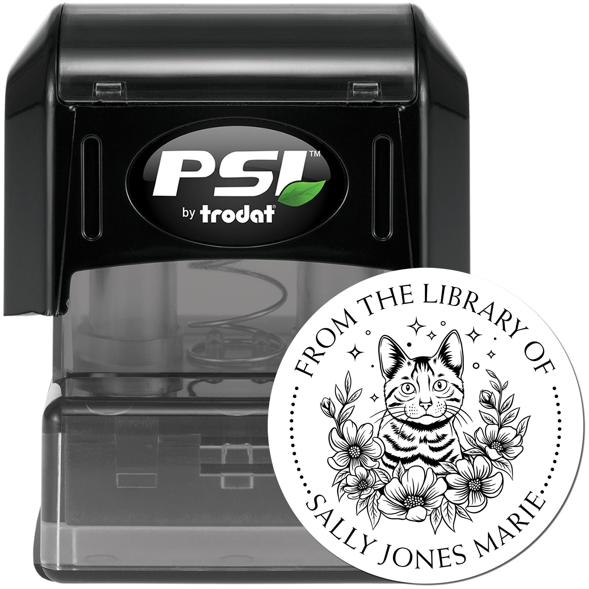 PSI Pre-Inked Majestic Meow Customized My Library Stamp - Engineer Seal Stamps