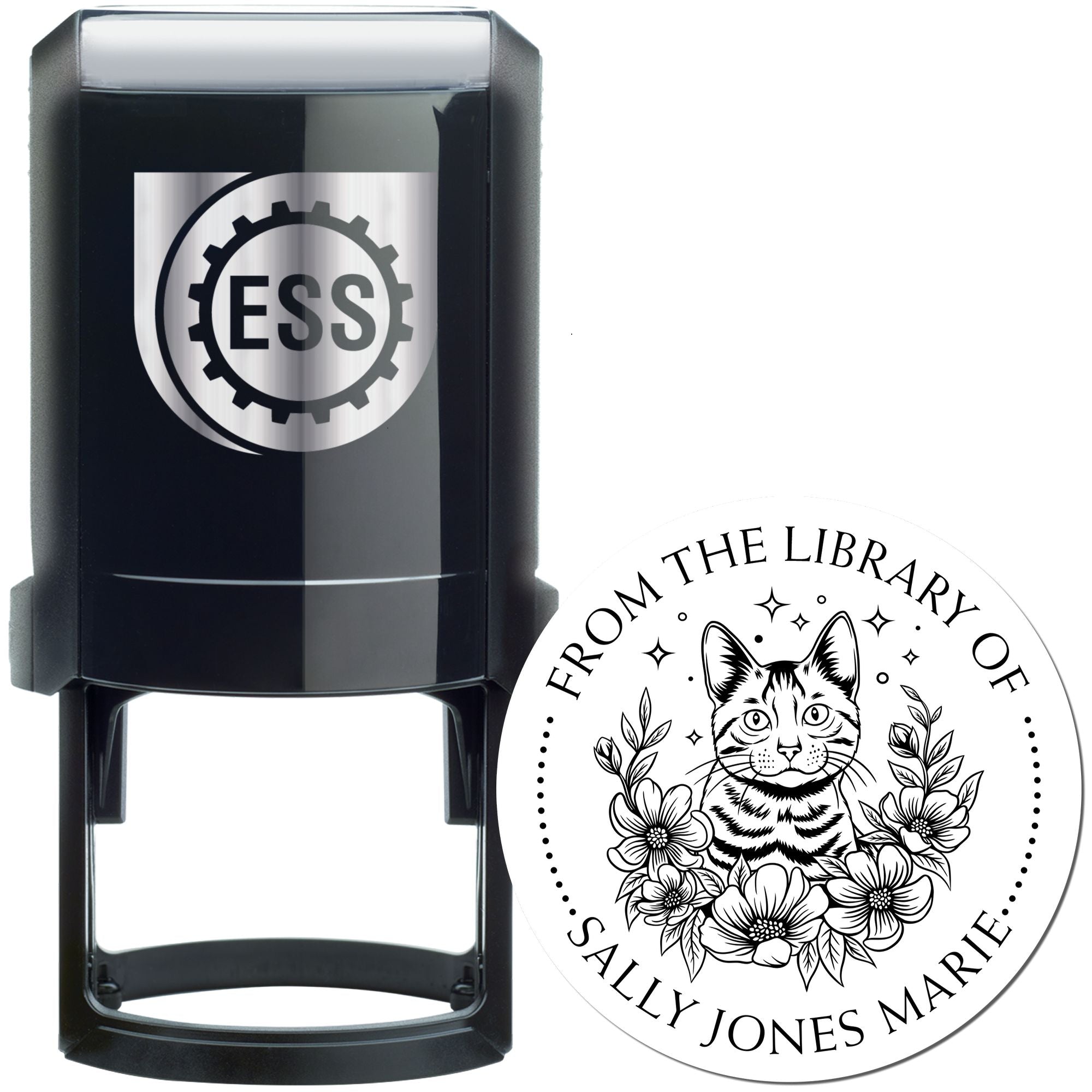 Self-Inking Majestic Meow Personalized Book Name Stamp