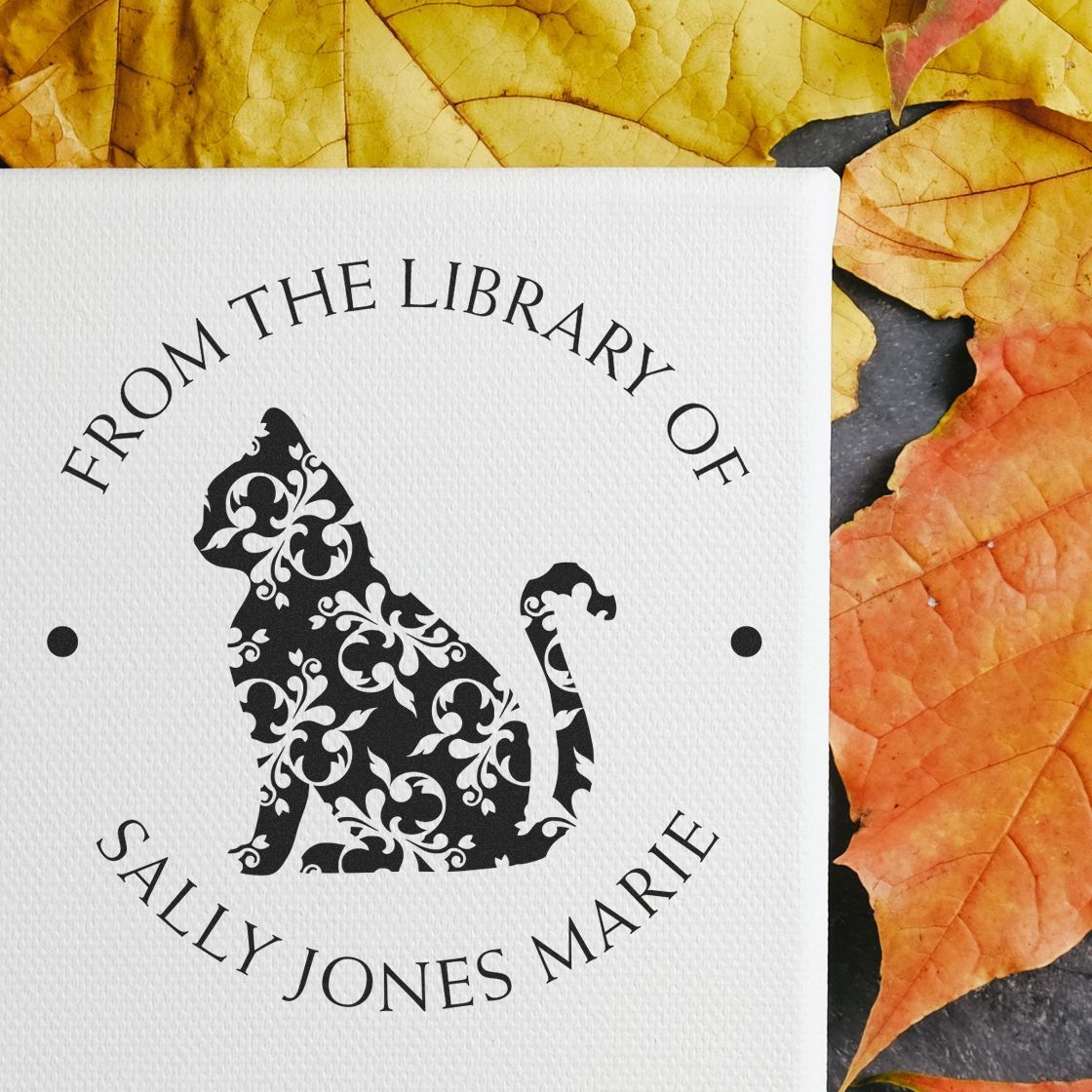 Self-Inking Purr-fect Purrs Personalized Book Ownership Stamp - Engineer Seal Stamps